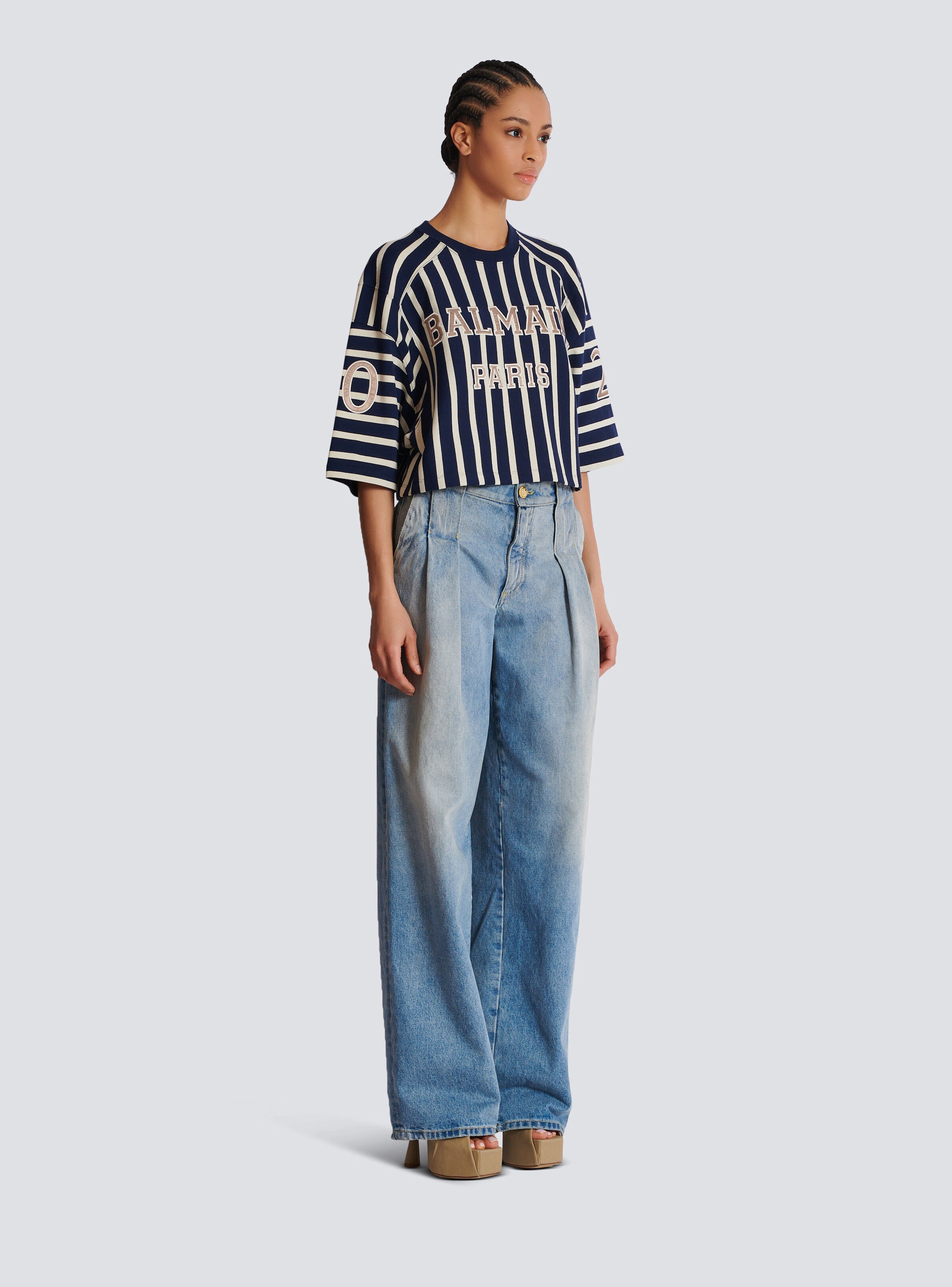 Striped Balmain Baseball T-shirt - 3