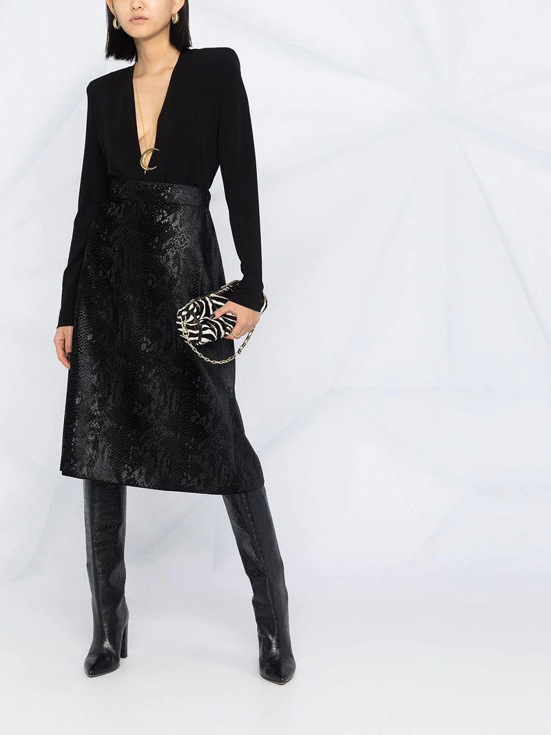 SAINT LAURENT snakeskin-effect midi skirt outlook