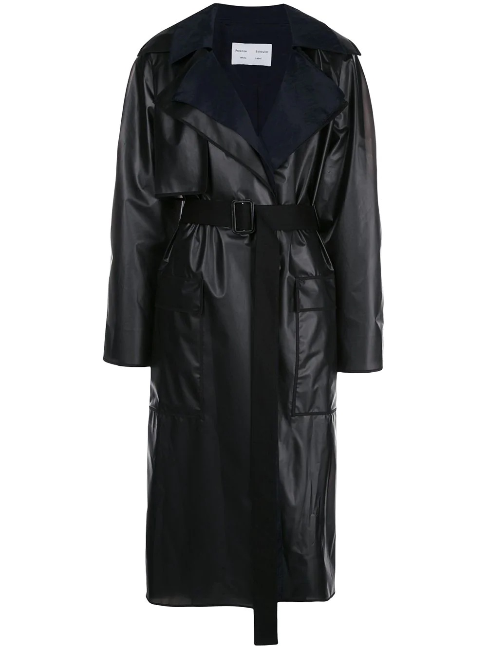 layered belted raincoat - 1