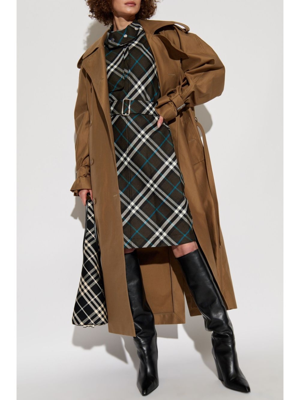 check pattern halterneck dress - 2