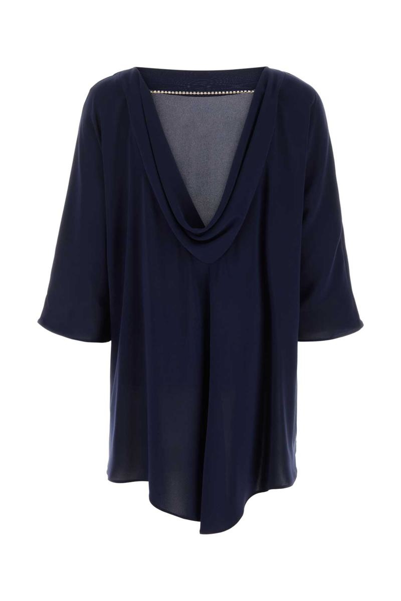 Tシャツ・カットソー Max Mara Midnight blue triacetate blend Ferro blouse Max Mara MAX MARA SHIRTS | baltini | REVERSIBLE