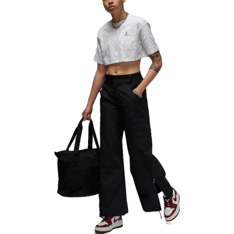 (WMNS) Air Jordan Sport Cropped T-Shirt 'Marbled White' DZ3215-100 - 3
