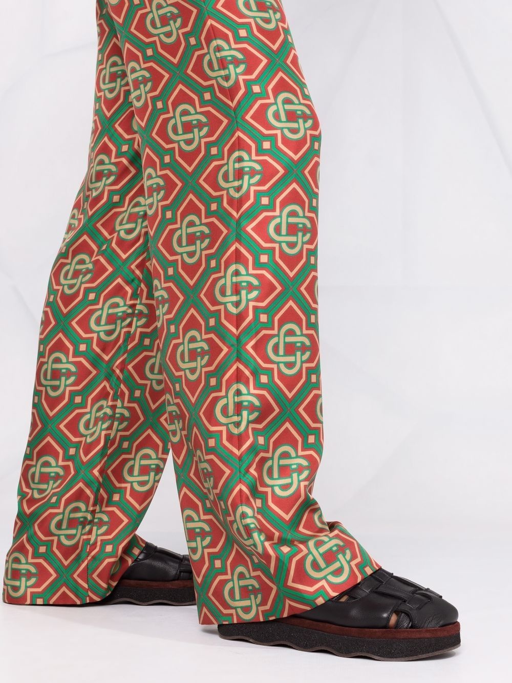 geometric-print high-waist trousers - 3