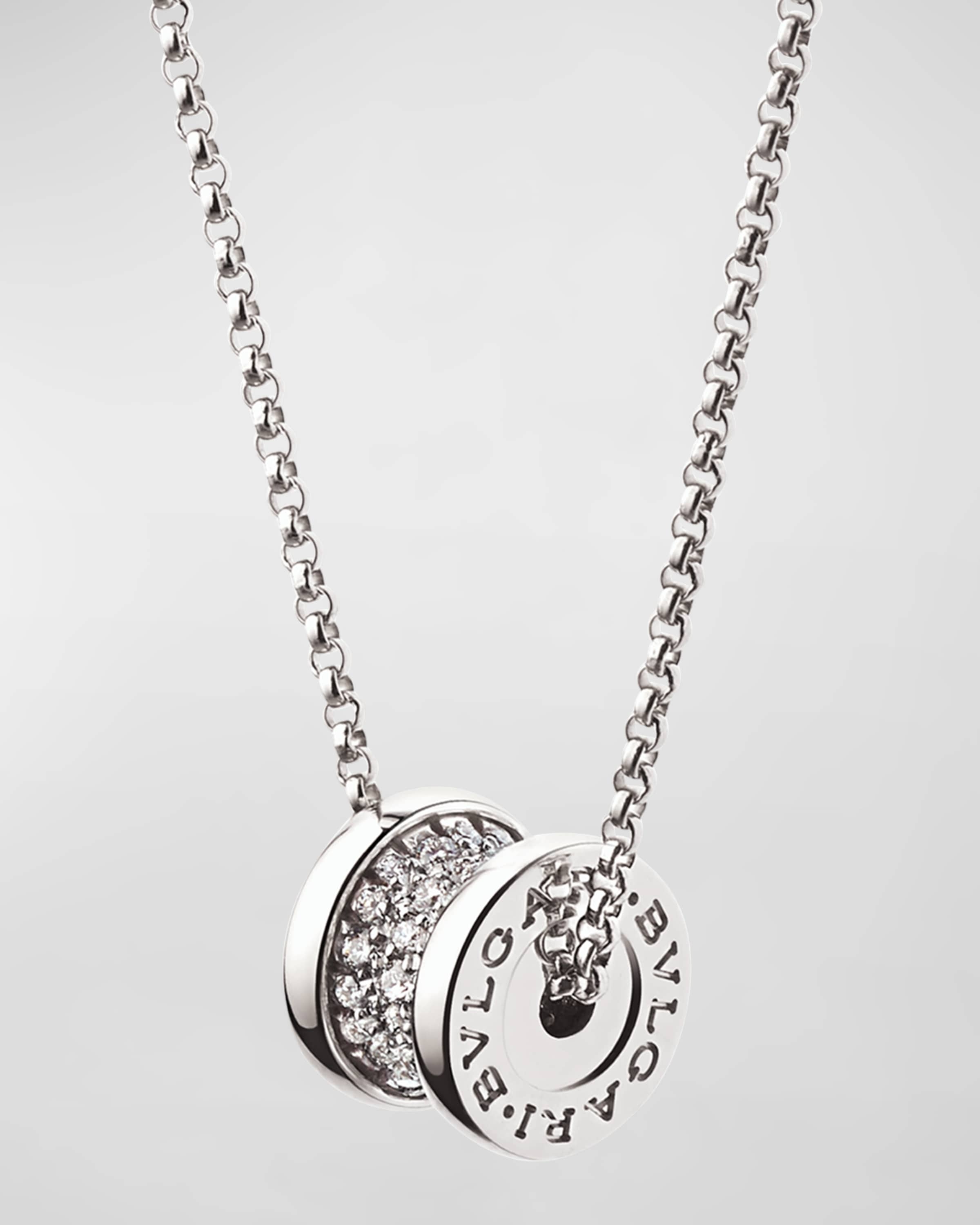B.Zero1 18k White Gold Diamond Charm Necklace - 1