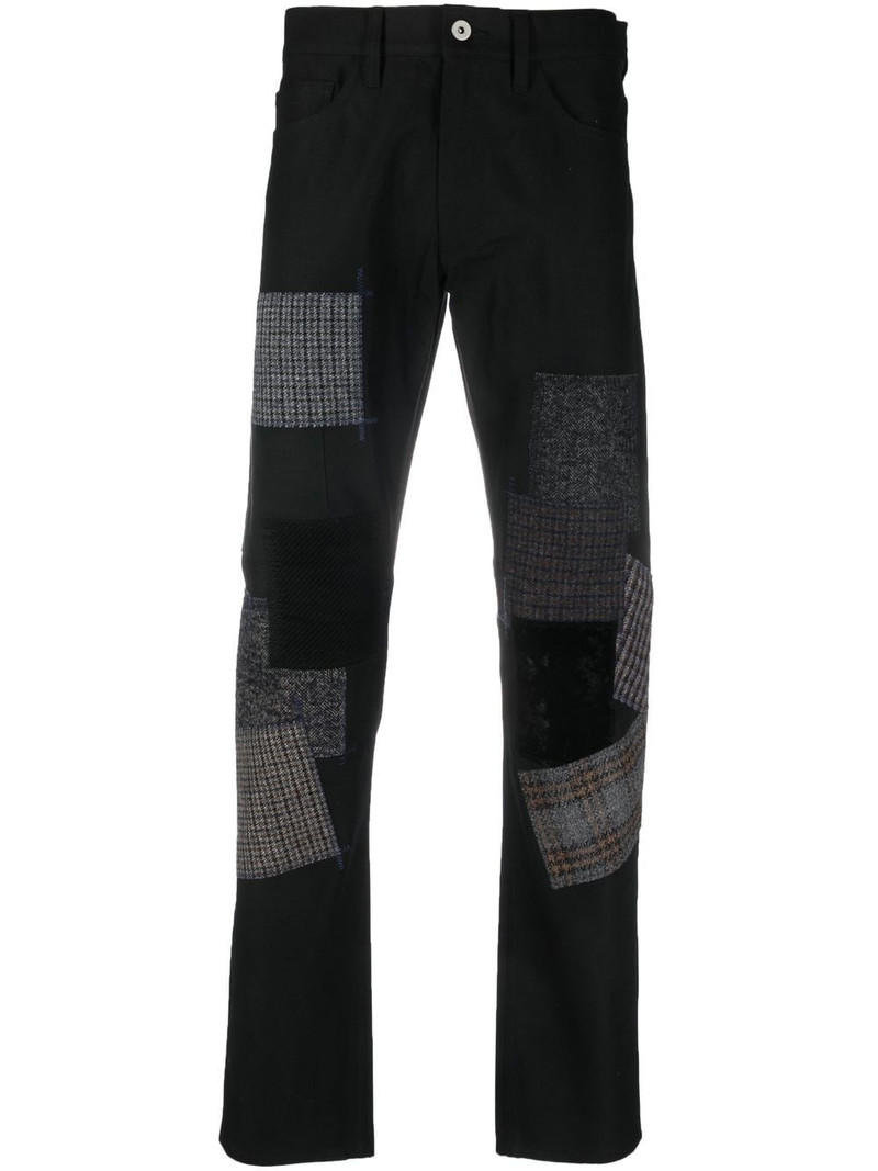 patchwork-detail straight-leg jeans 1