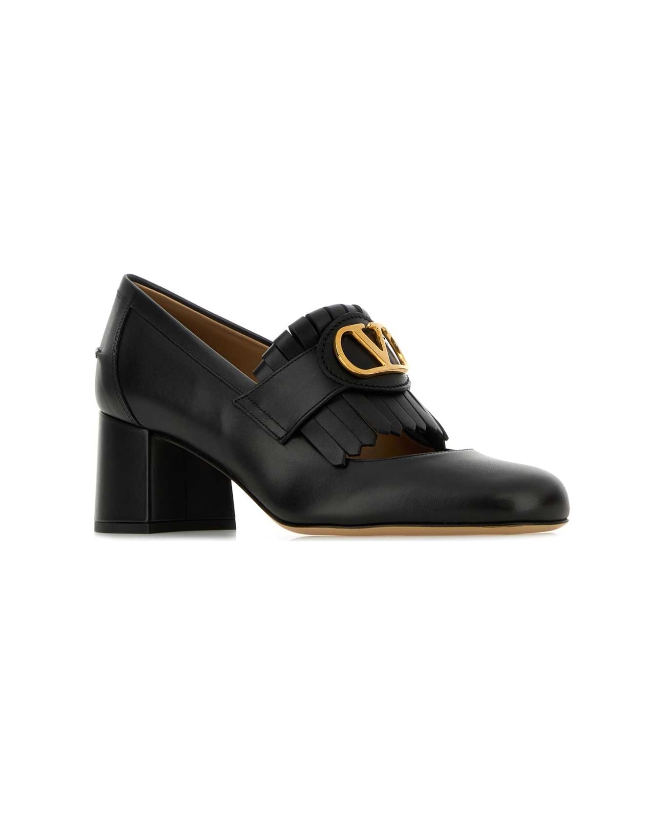 Black Leather Vlogo Pumps - 2