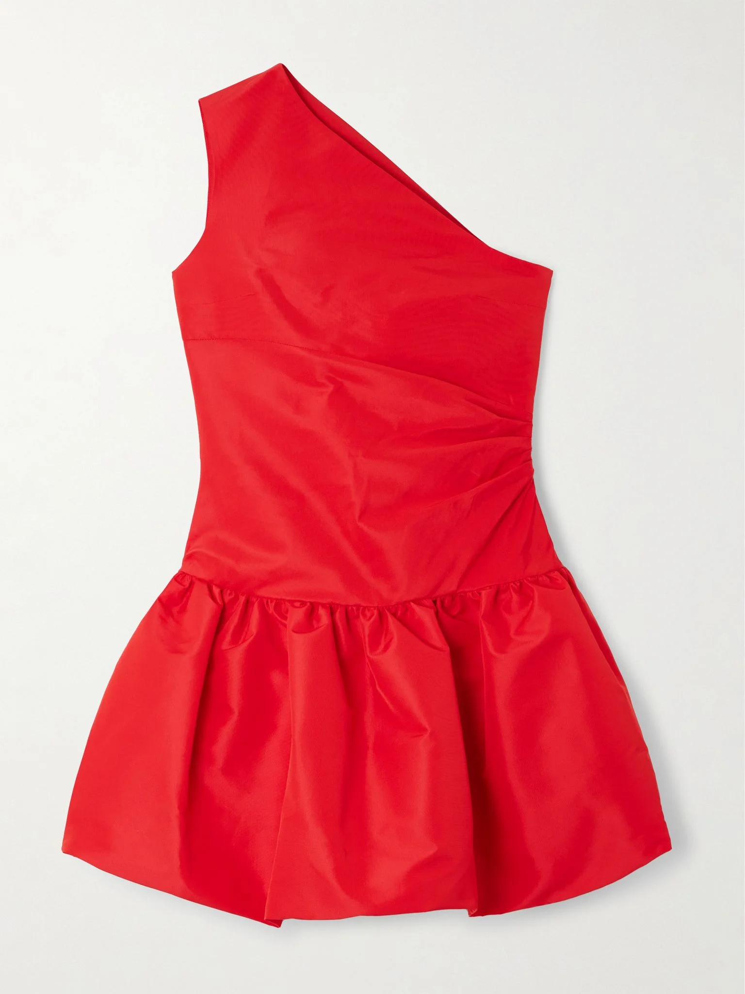 One-shoulder recycled-faille mini dress Red - 1