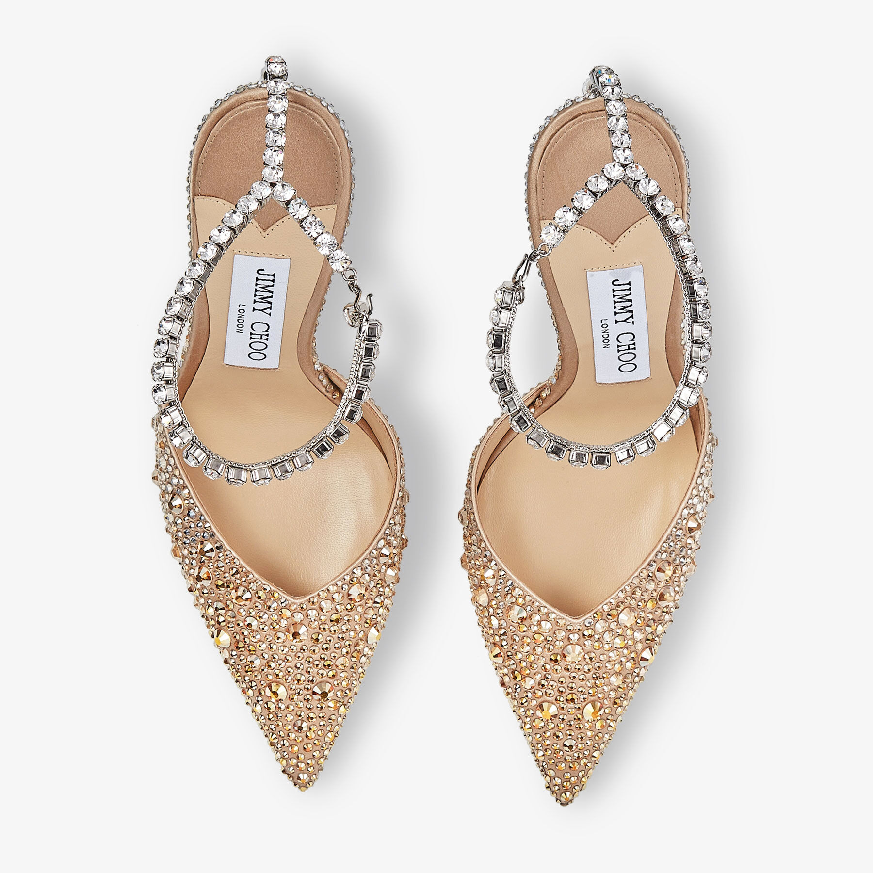 Saeda 100
Gold Satin Pumps with Swarovski Crystals - 5