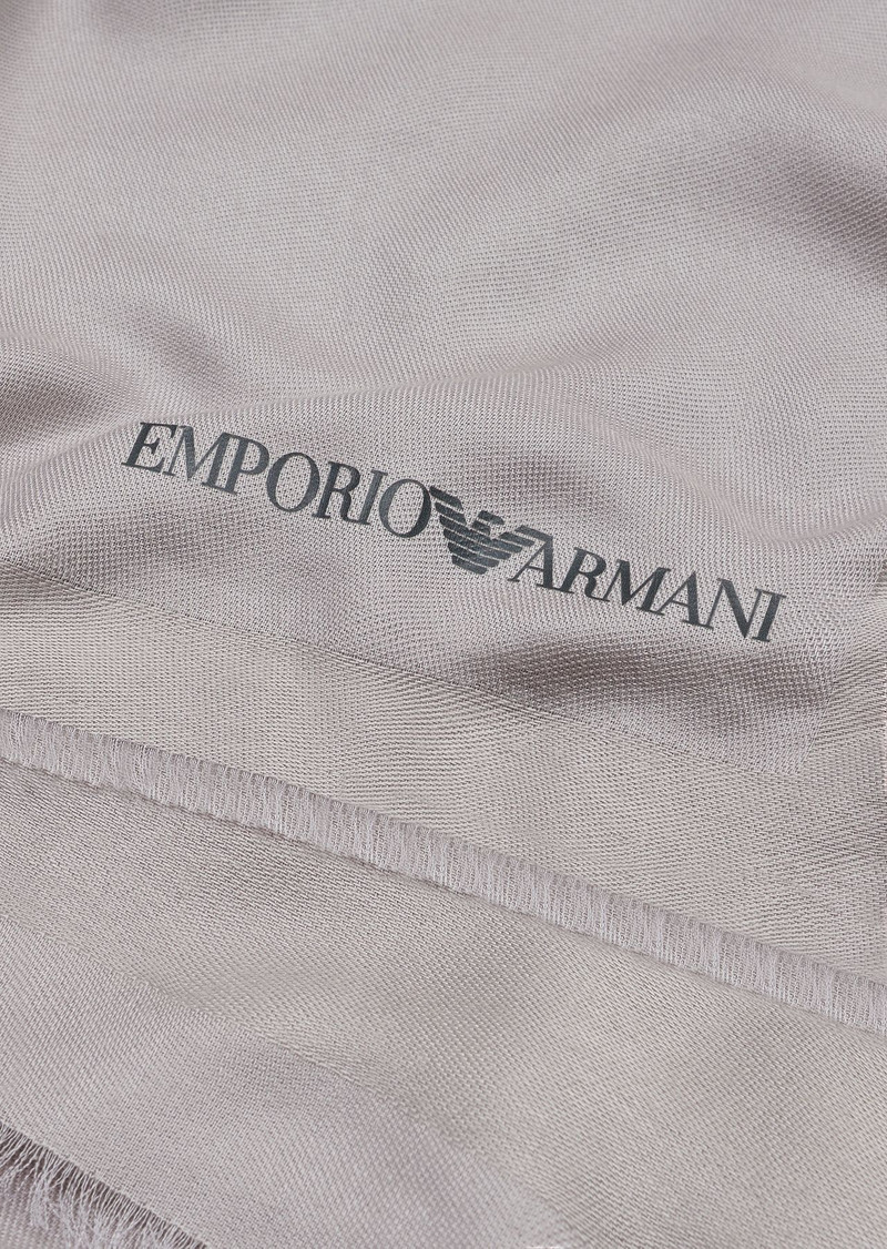 EMPORIO ARMANI Viscose and modal blend stole with logo outlook