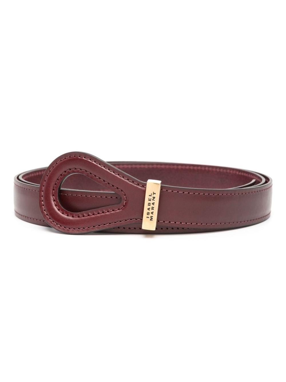 logo-engraved leather belt - 1