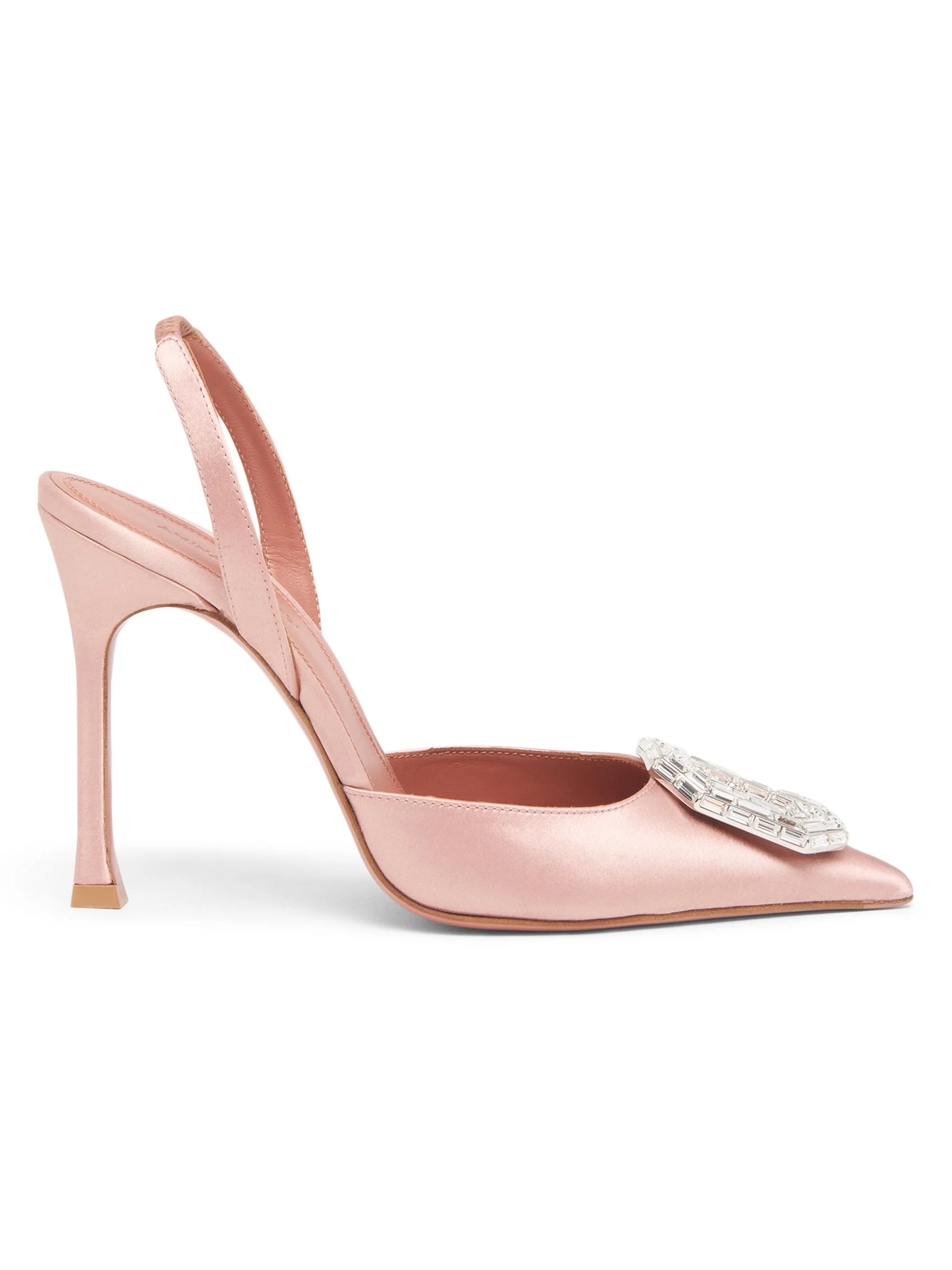 Women's Camelia 105MM Silk Satin Slingback Pumps - Satin Powder - 1