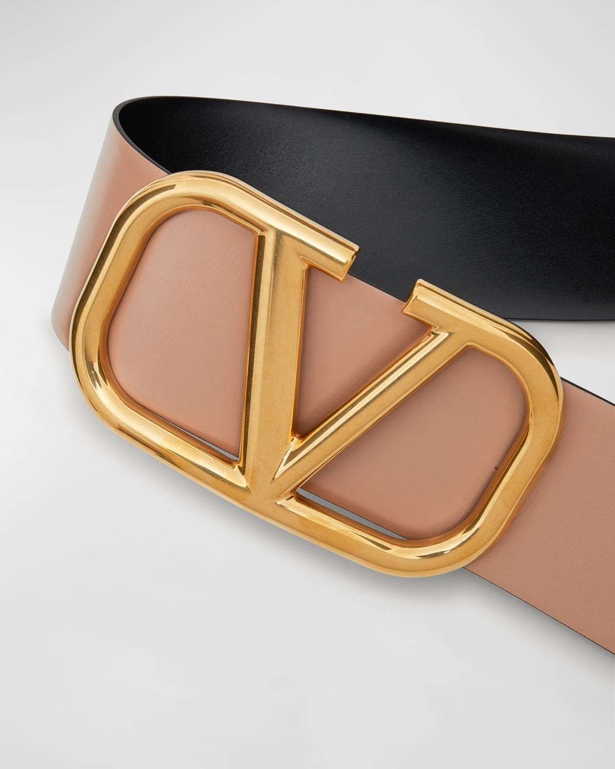 Valentino V-Logo 70mm Wide Box Leather Belt | neimanmarcus