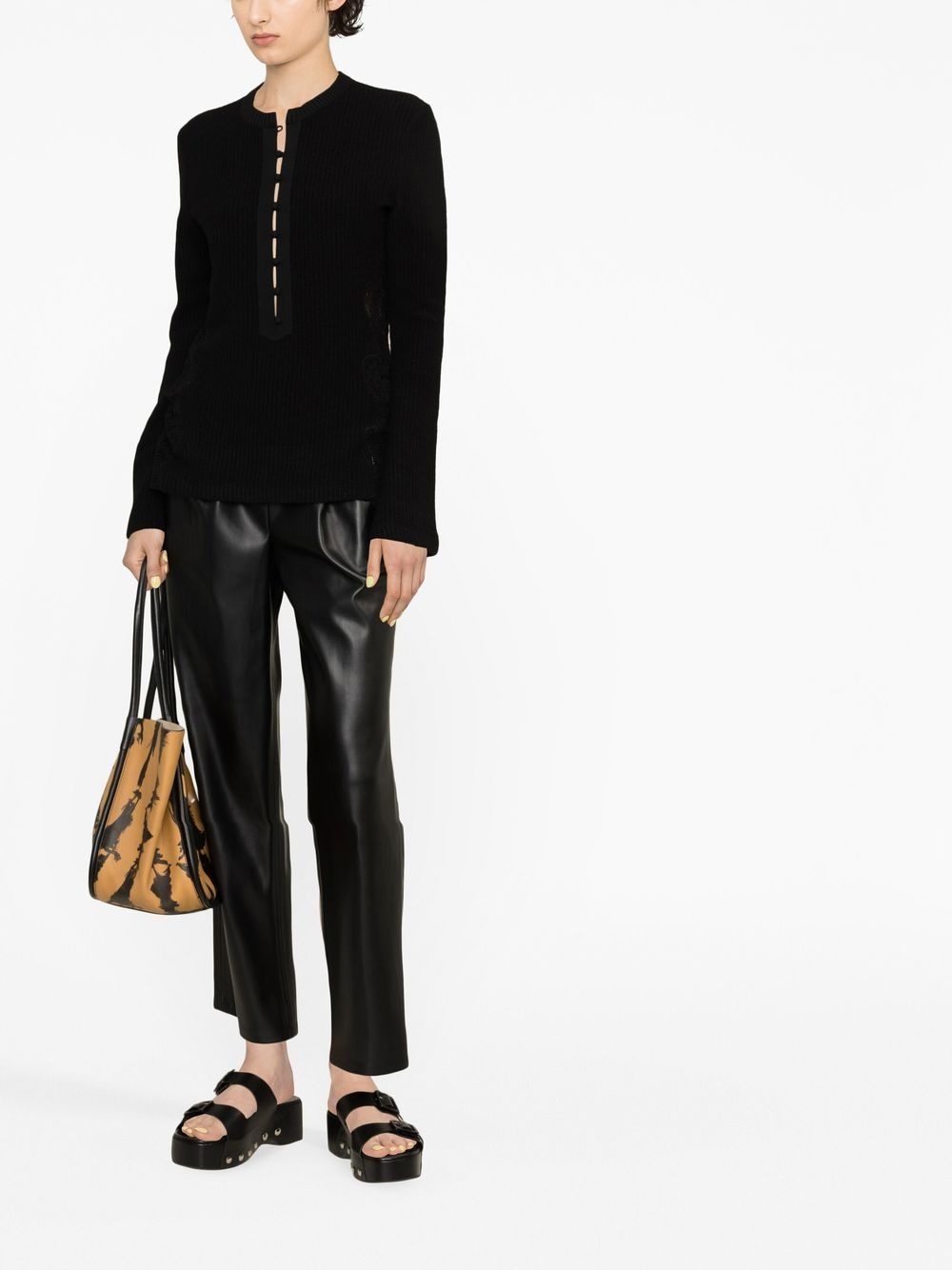 flared-sleeve ribbed-knit top - 3