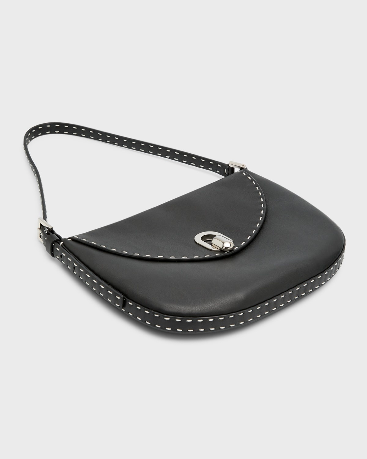 Tondo Small Stitched Leather Hobo Bag - 7