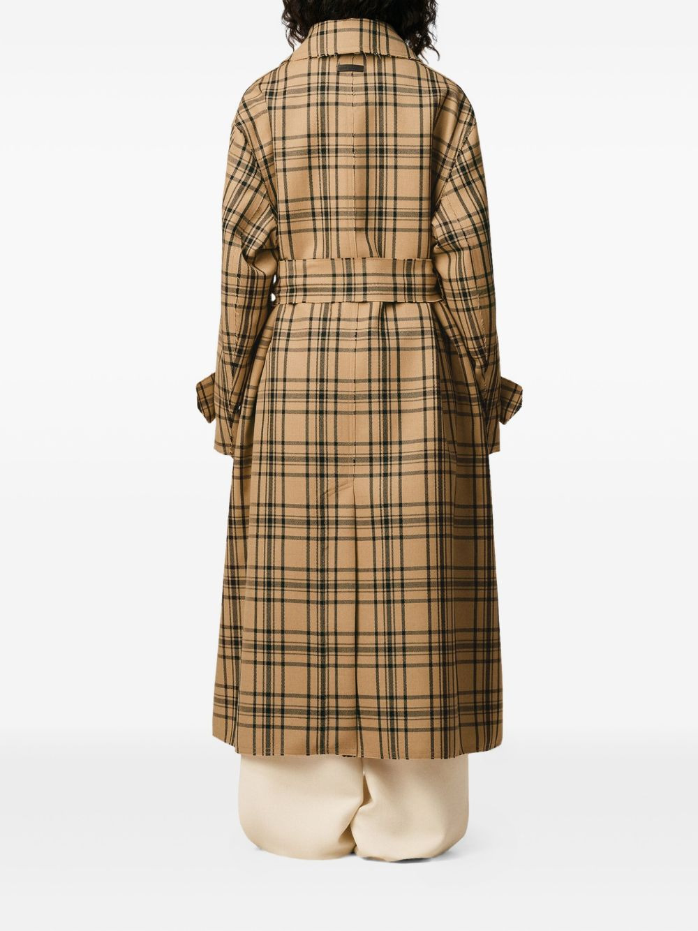 belted checked coat - 3