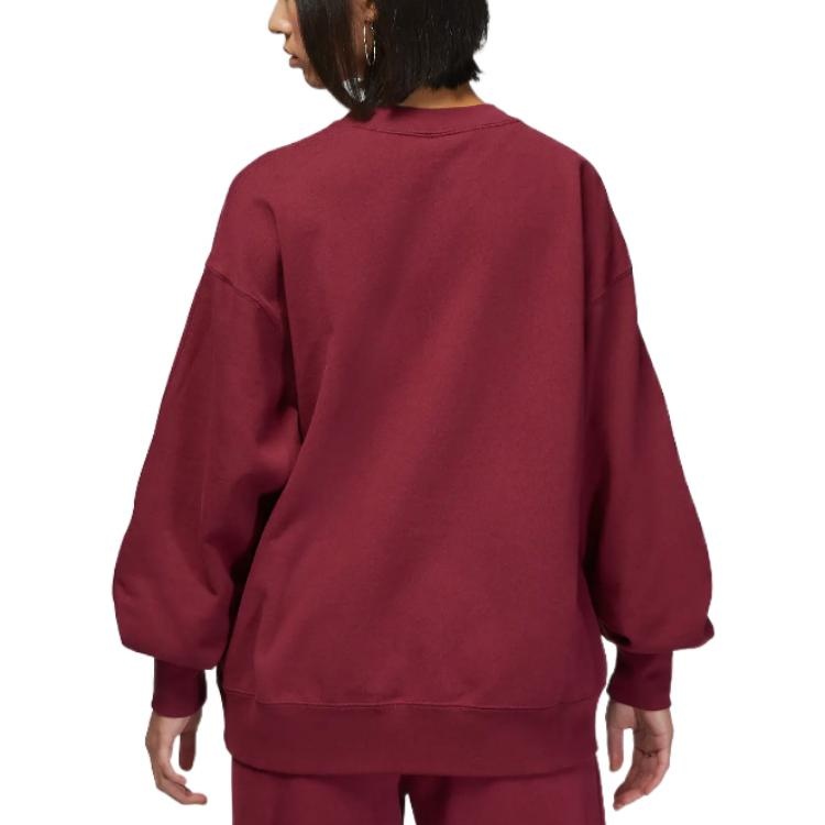 (WMNS) Air Jordan Flight Fleece Crew 'Claret' DQ4600-645 - 3