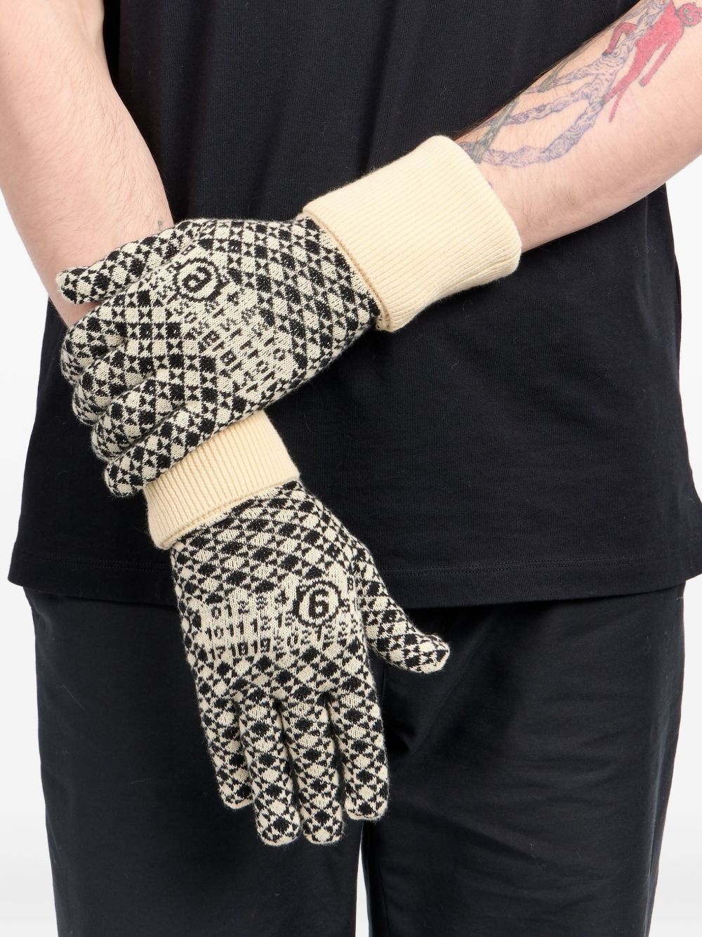 intarsia-knit gloves - 5