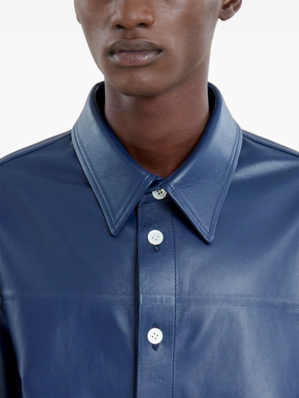 short sleeve leather shirt - 5