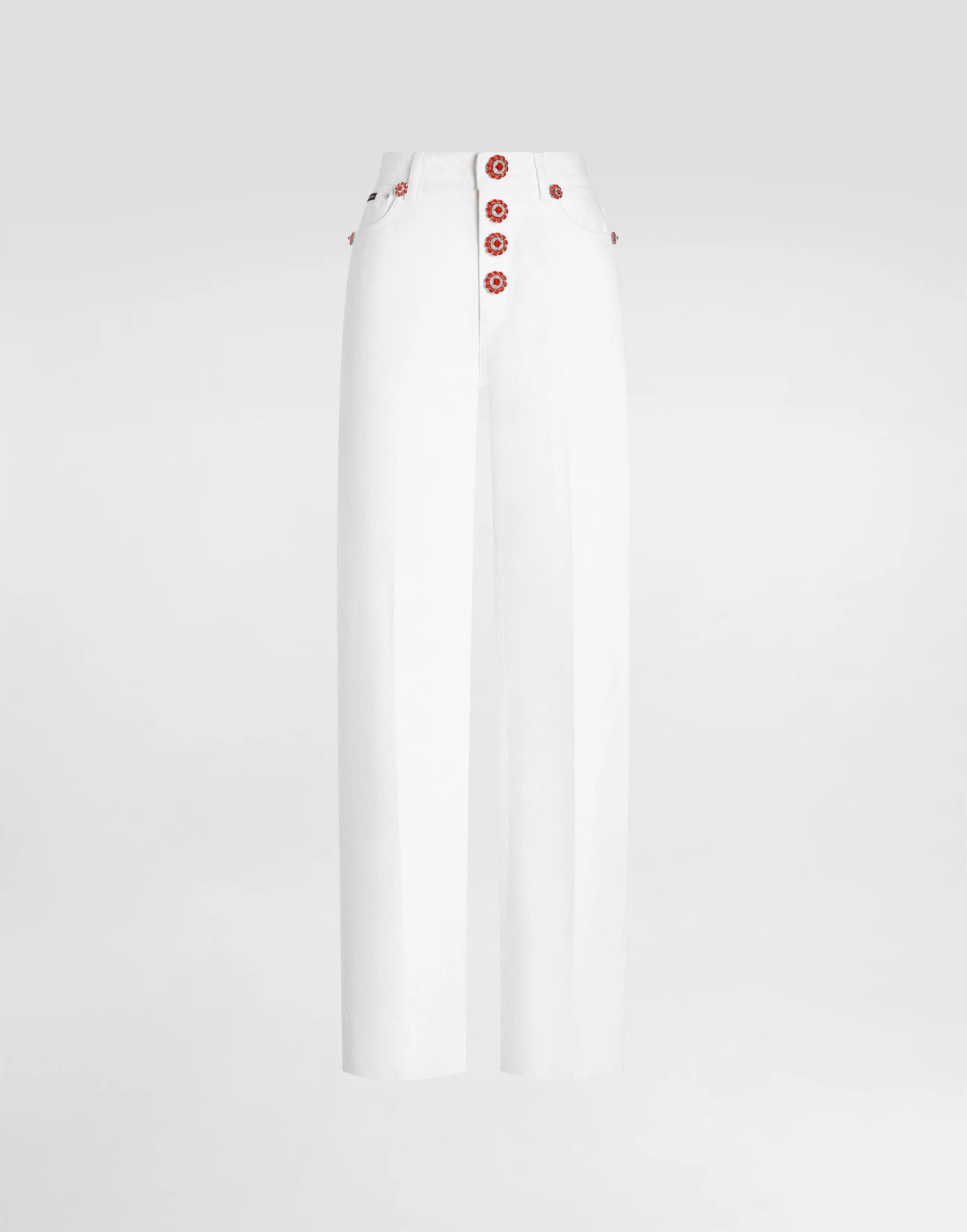 5-pocket denim trousers with jewel buttons - 1