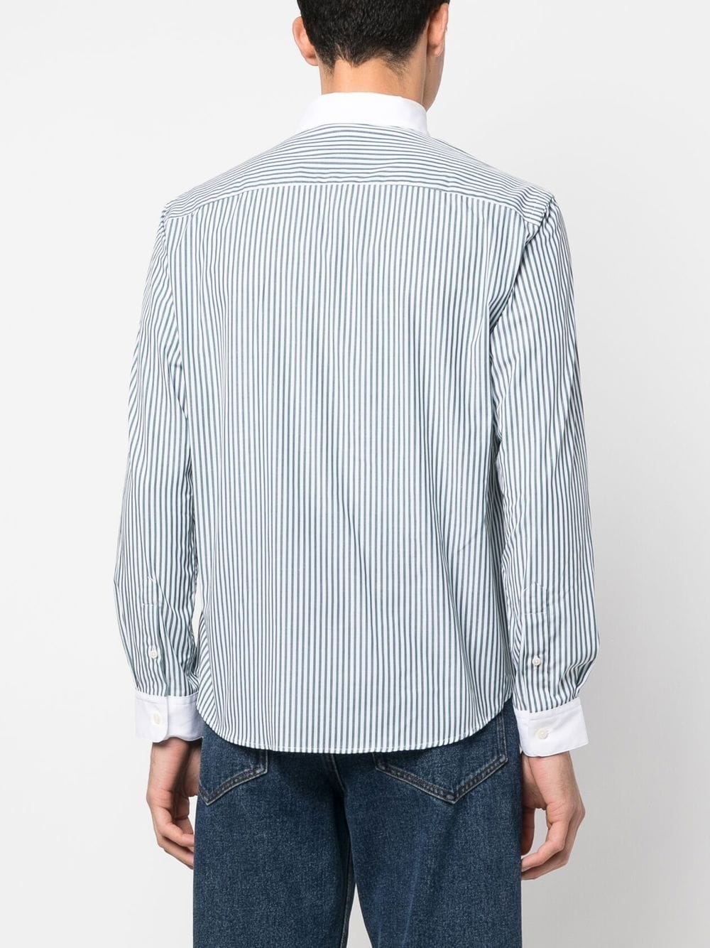 embroidered-logo striped shirt - 4