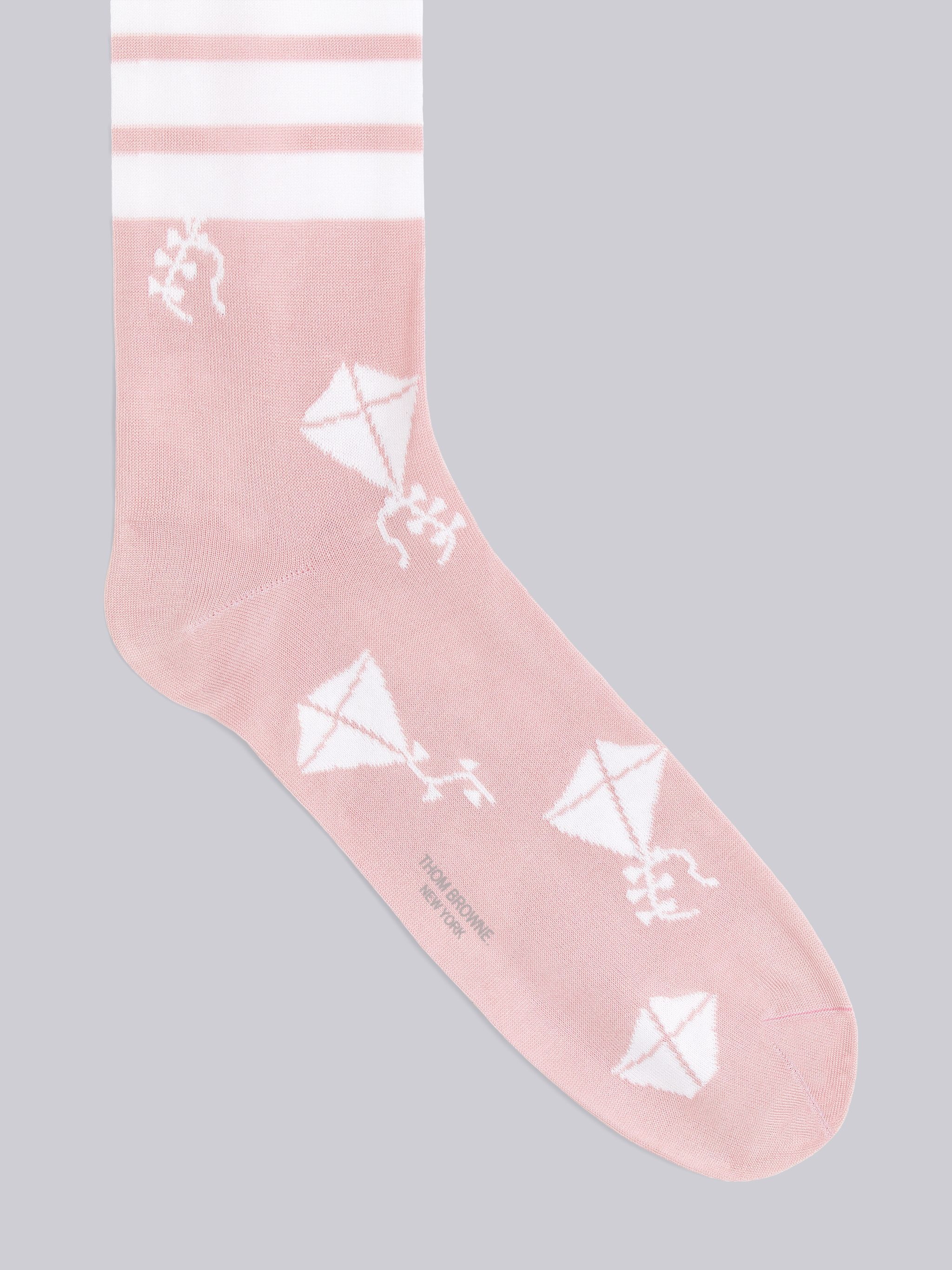 Light Pink Mercerized Cotton Half Drop Kite Mid-calf Socks - 2