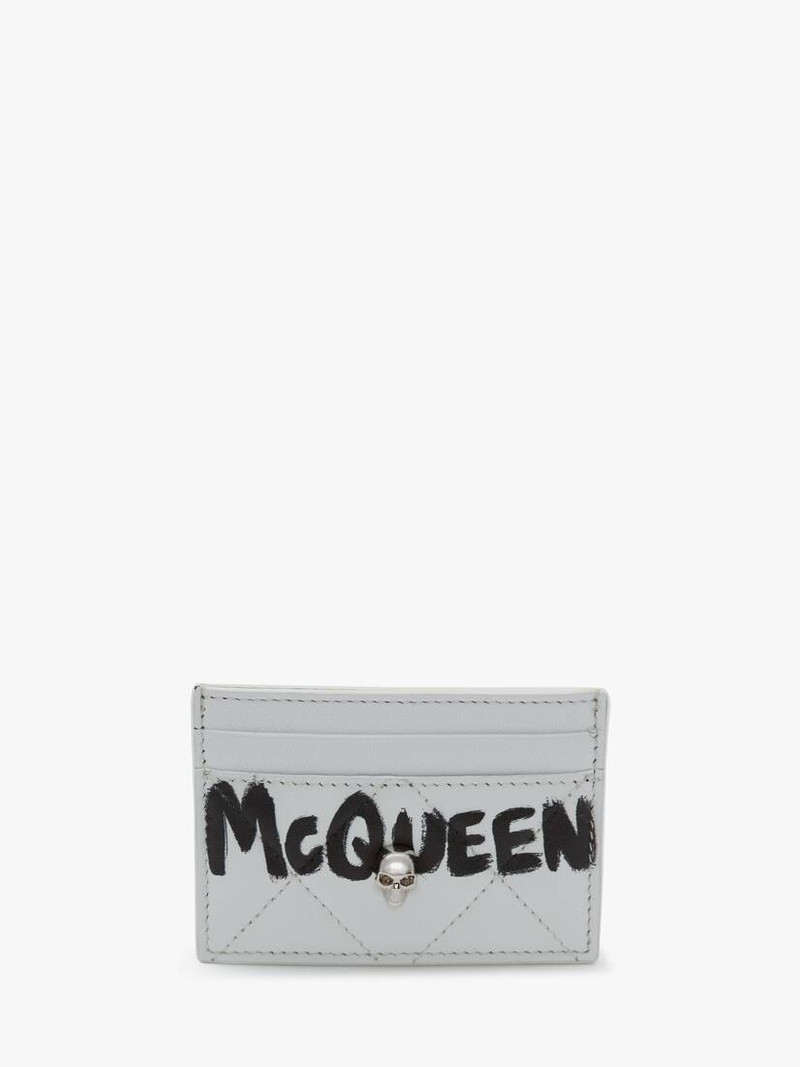 Mcqueen Graffiti Card Holder in White/black 1