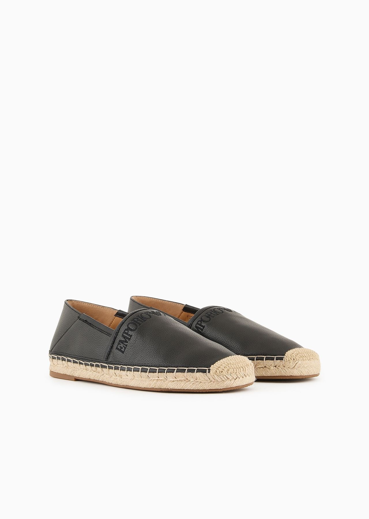 Logo-embroidered leather espadrilles - 2