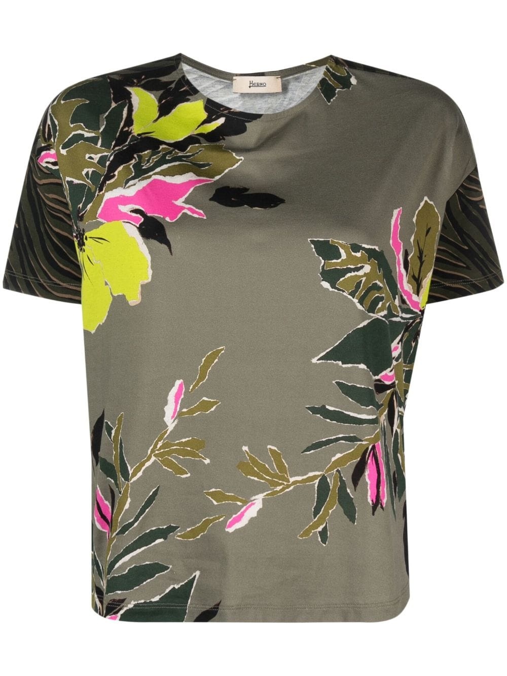 floral-print cotton T-shirt - 1