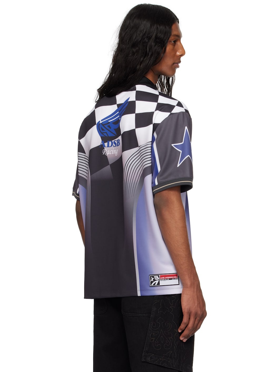 Blue & Black Checkerboard Racing Polo - 3