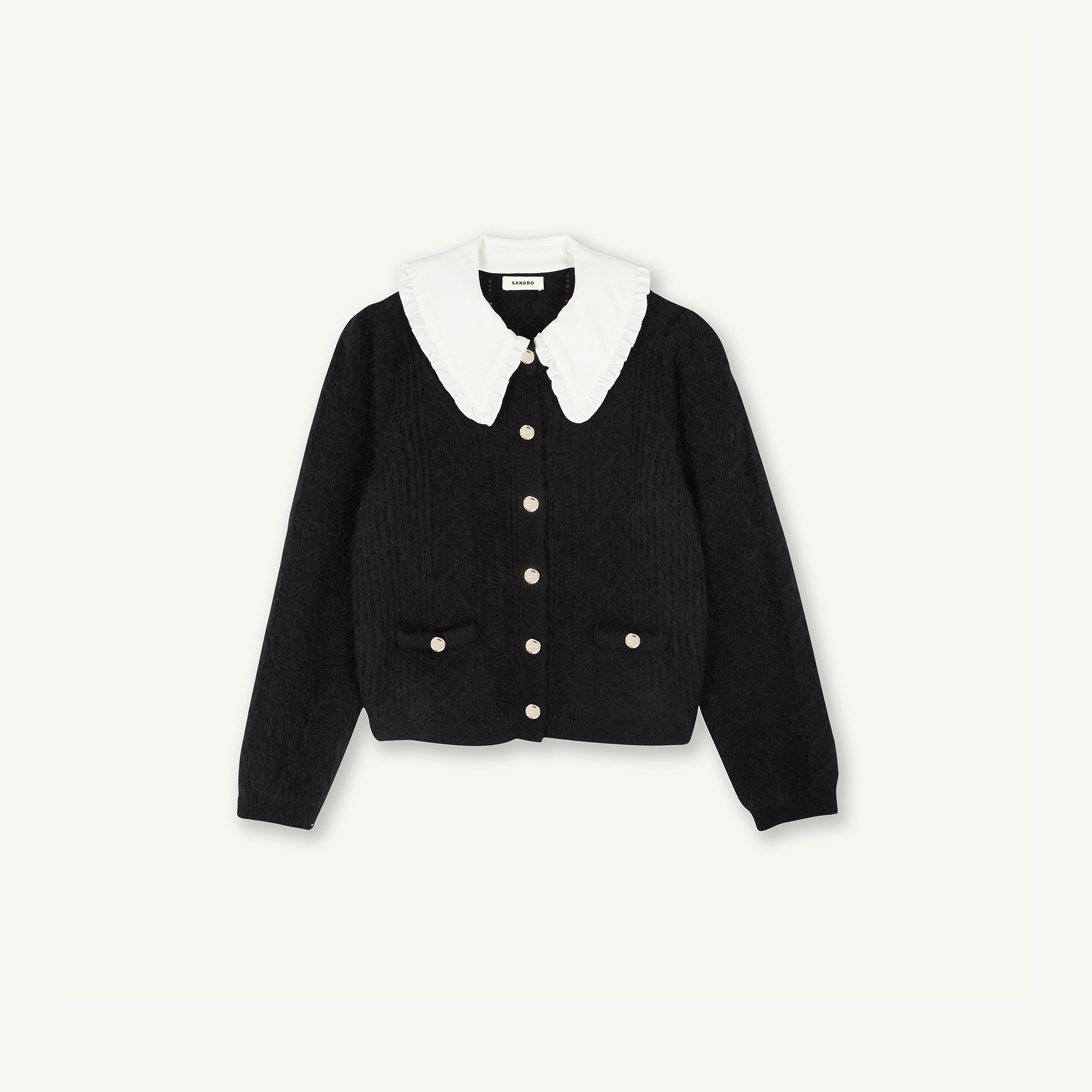 Cardigan with detachable collar - 1