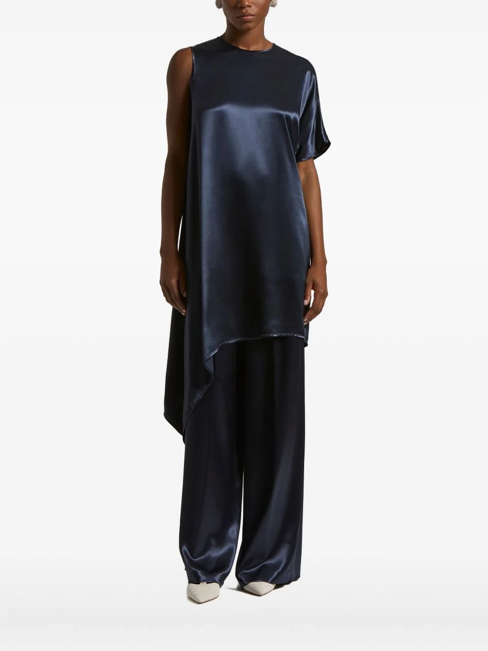 asymmetric-sleeve blouse - 1