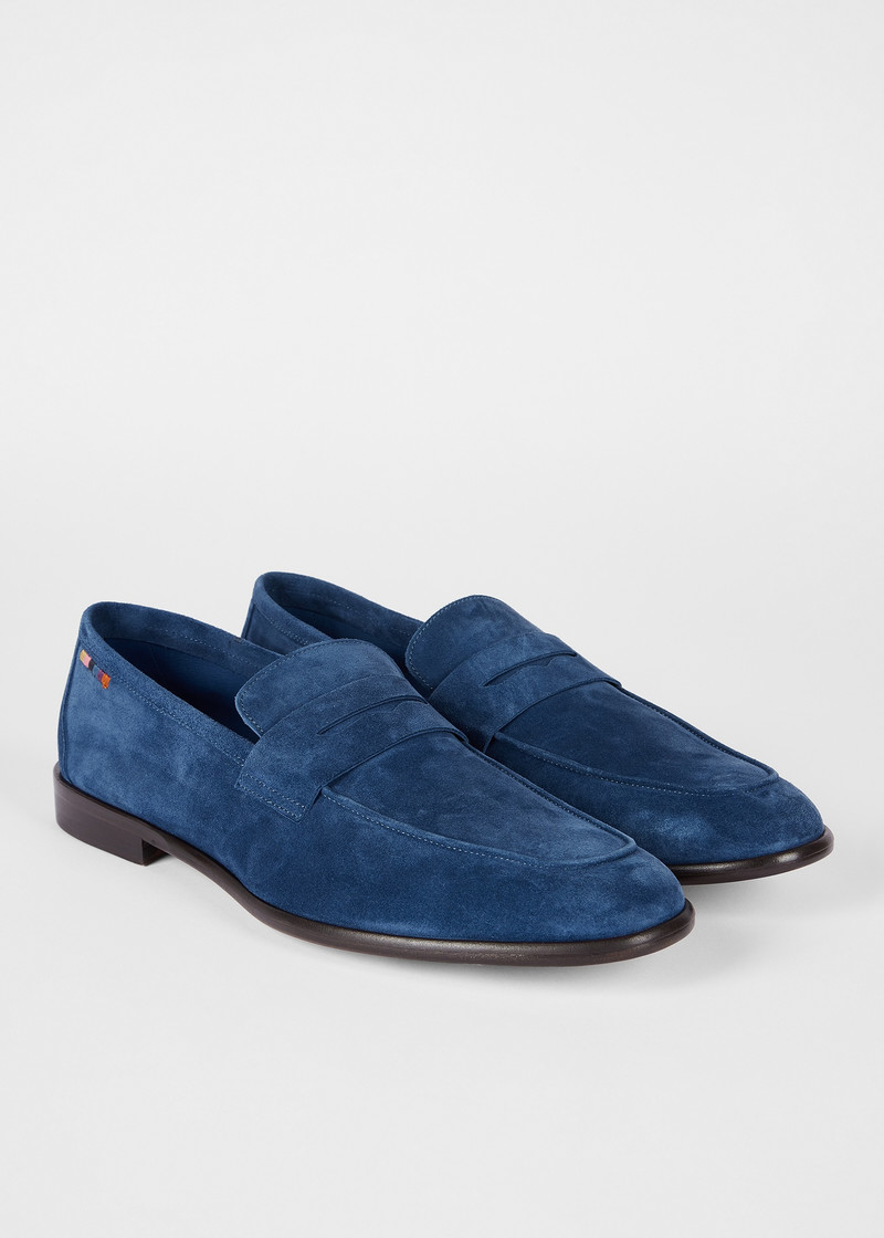 Paul Smith Blue Suede 'Figino' Loafers outlook
