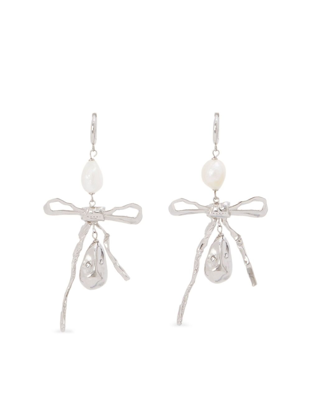 pearl-drop bow earrings - 2