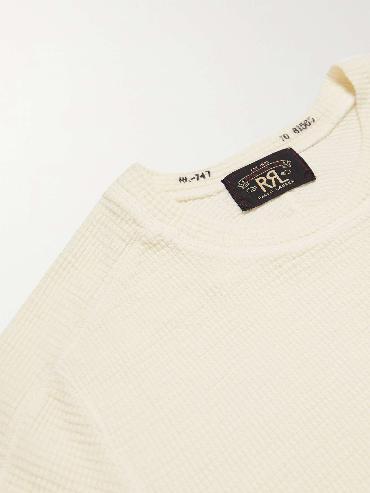 Distressed Waffle-Knit Cotton-Jersey T-Shirt - 5