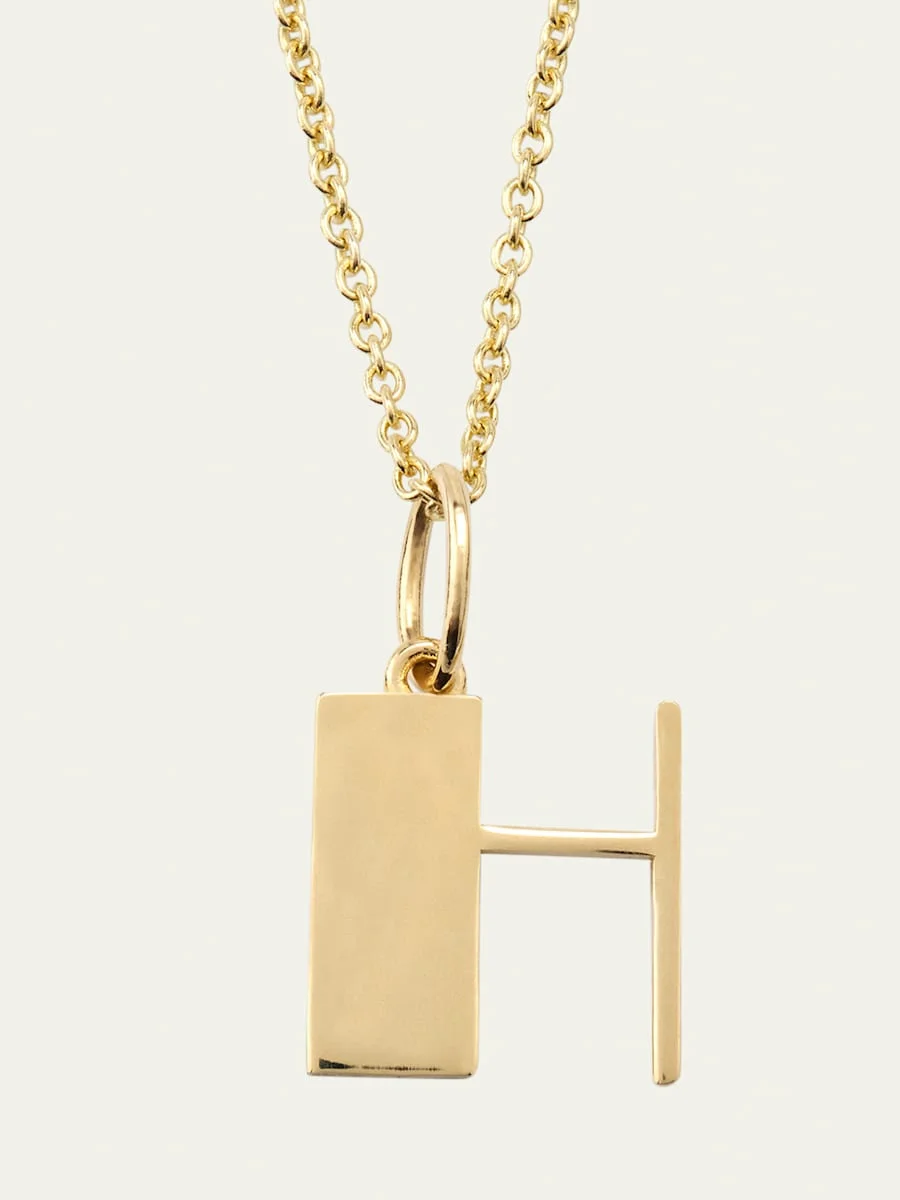 14K Pure Block Initial Necklace - 1