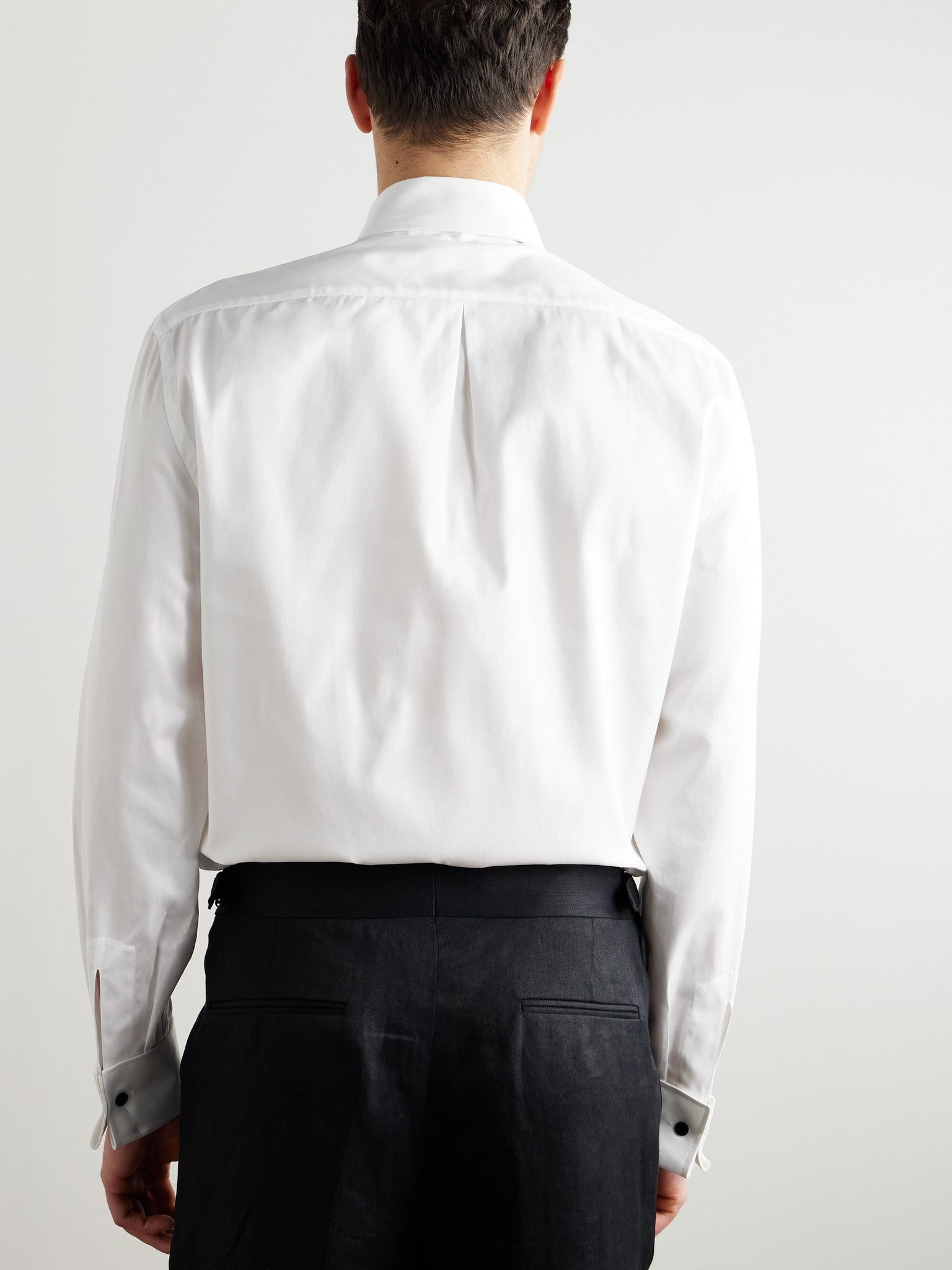 Cutaway-Collar Double-Cuff Cotton-Twill Shirt White - 3