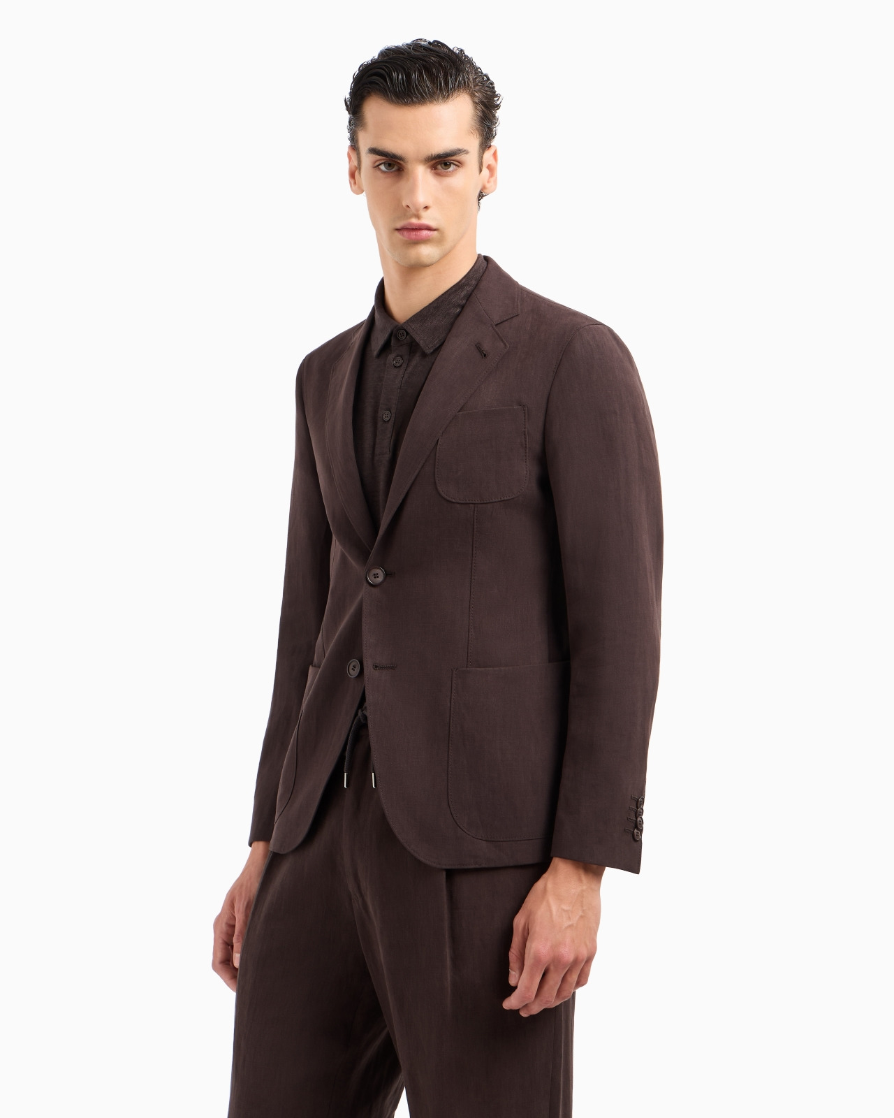 Upton line single-breasted jacket in pure linen canvas - 4