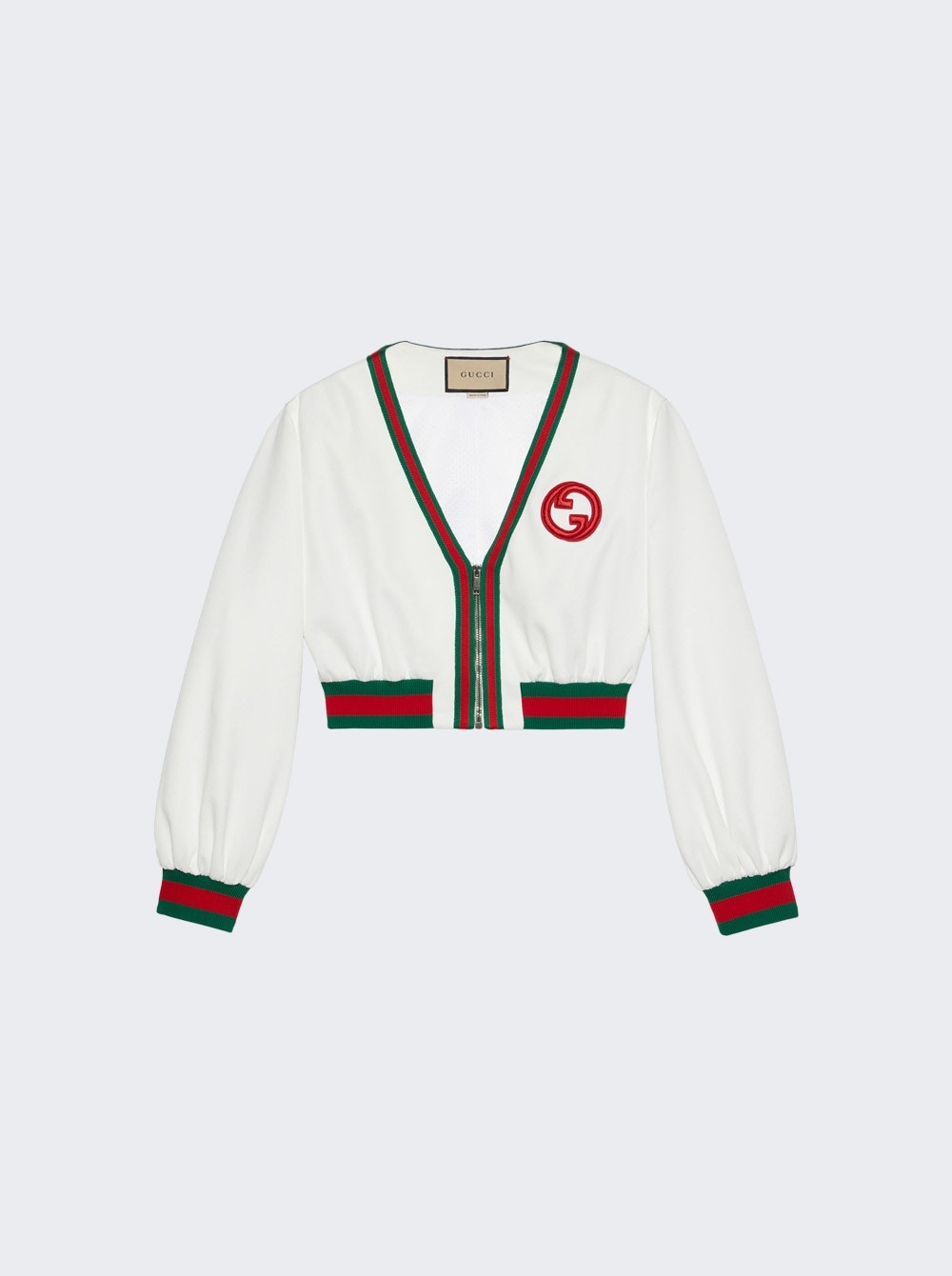 Jersey Zip Jacket with Web Stripe White - 1