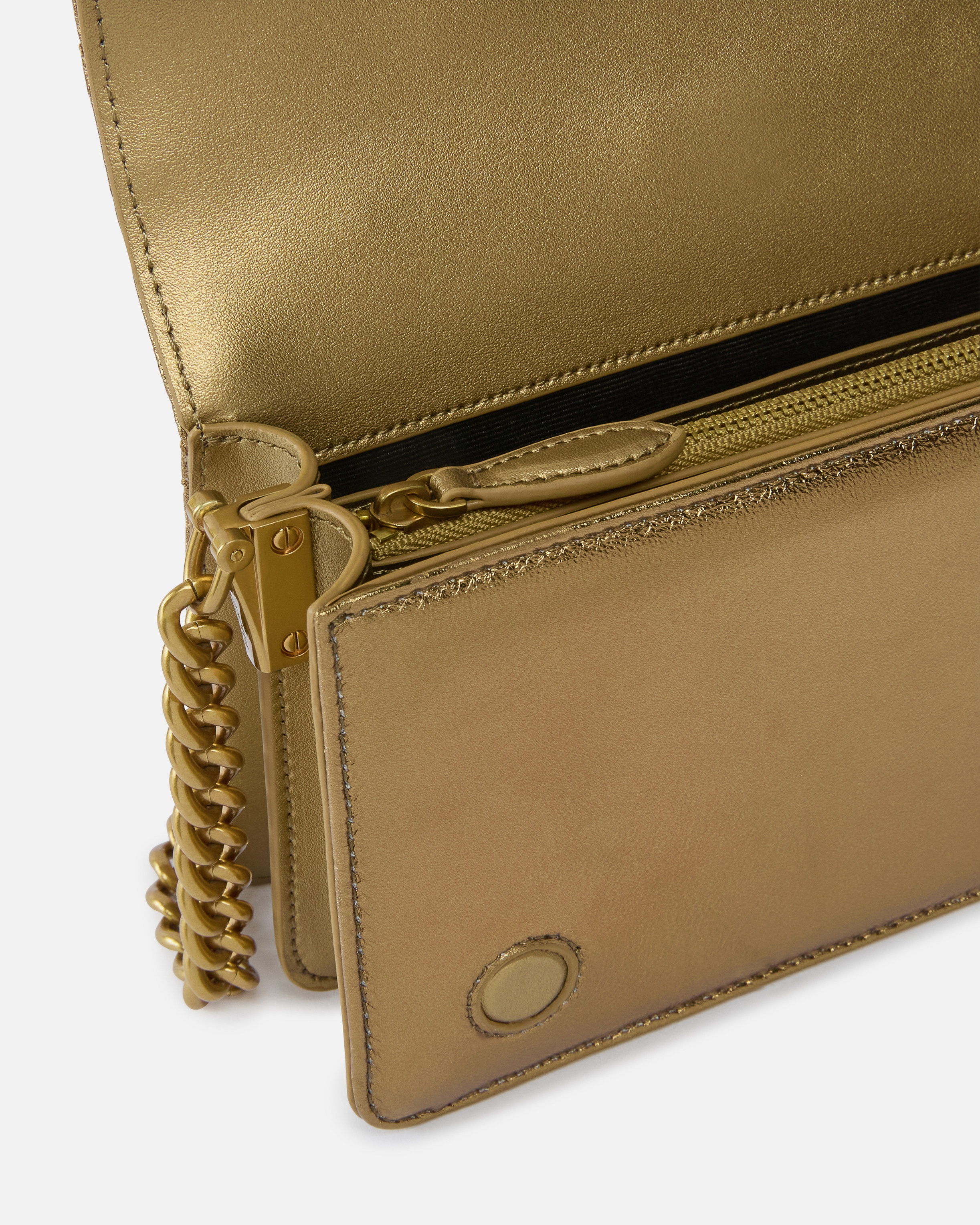 GOLDEN QUILTED HANDBAG LOVE BAG BIRDS PINKO GALLERIA - 4