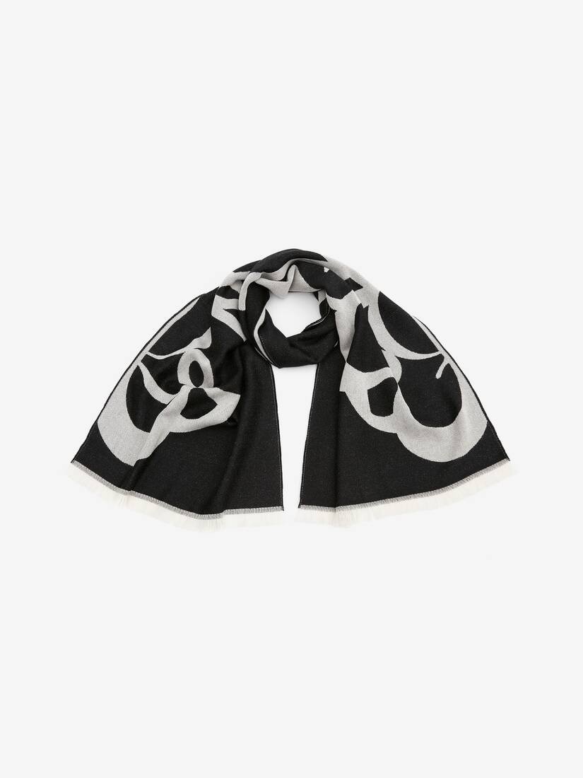 Women's Oversized Seal Logo Scarf in Black/ivory - 2