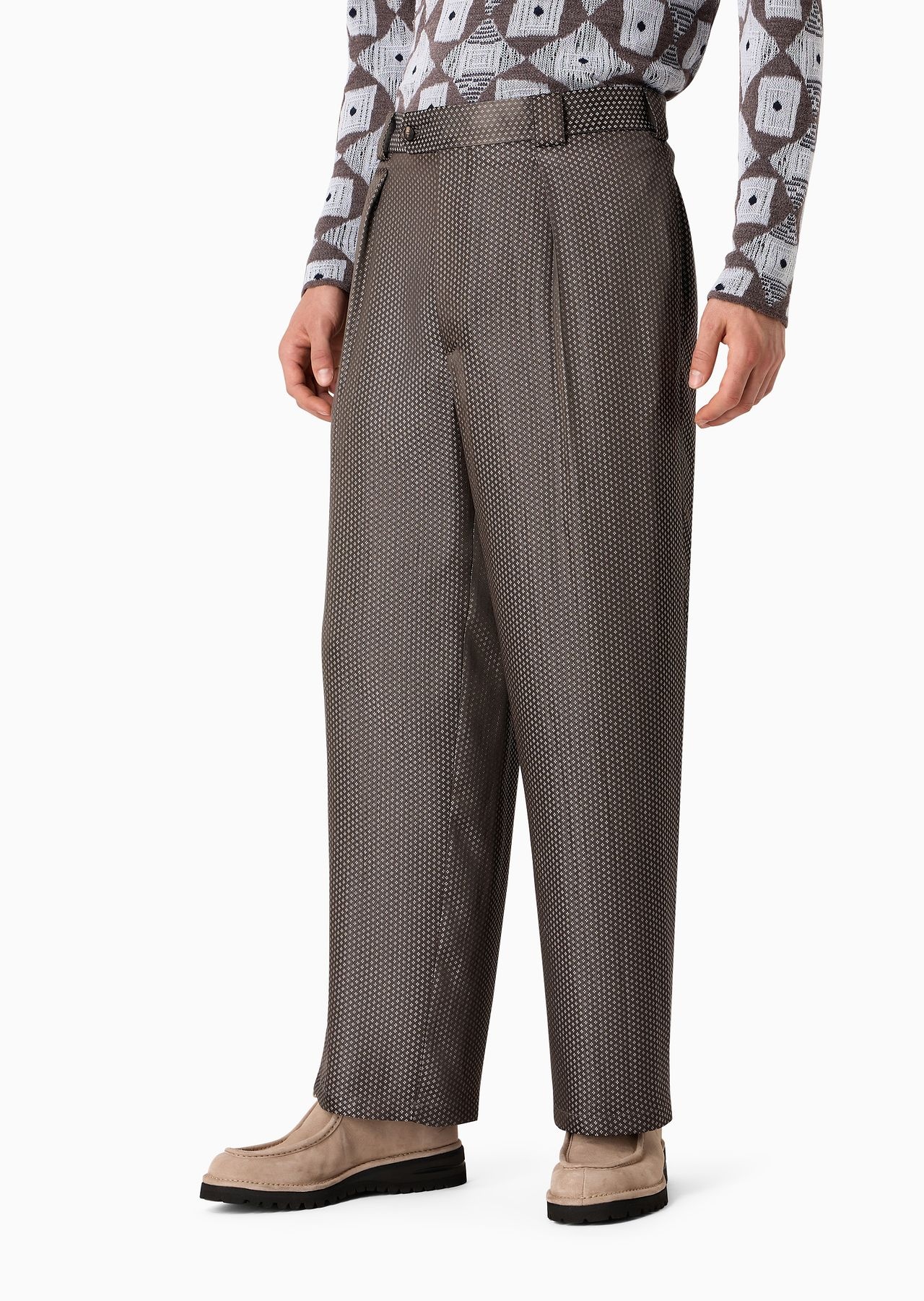ASV viscose-blend jacquard single-pleat trousers - 2