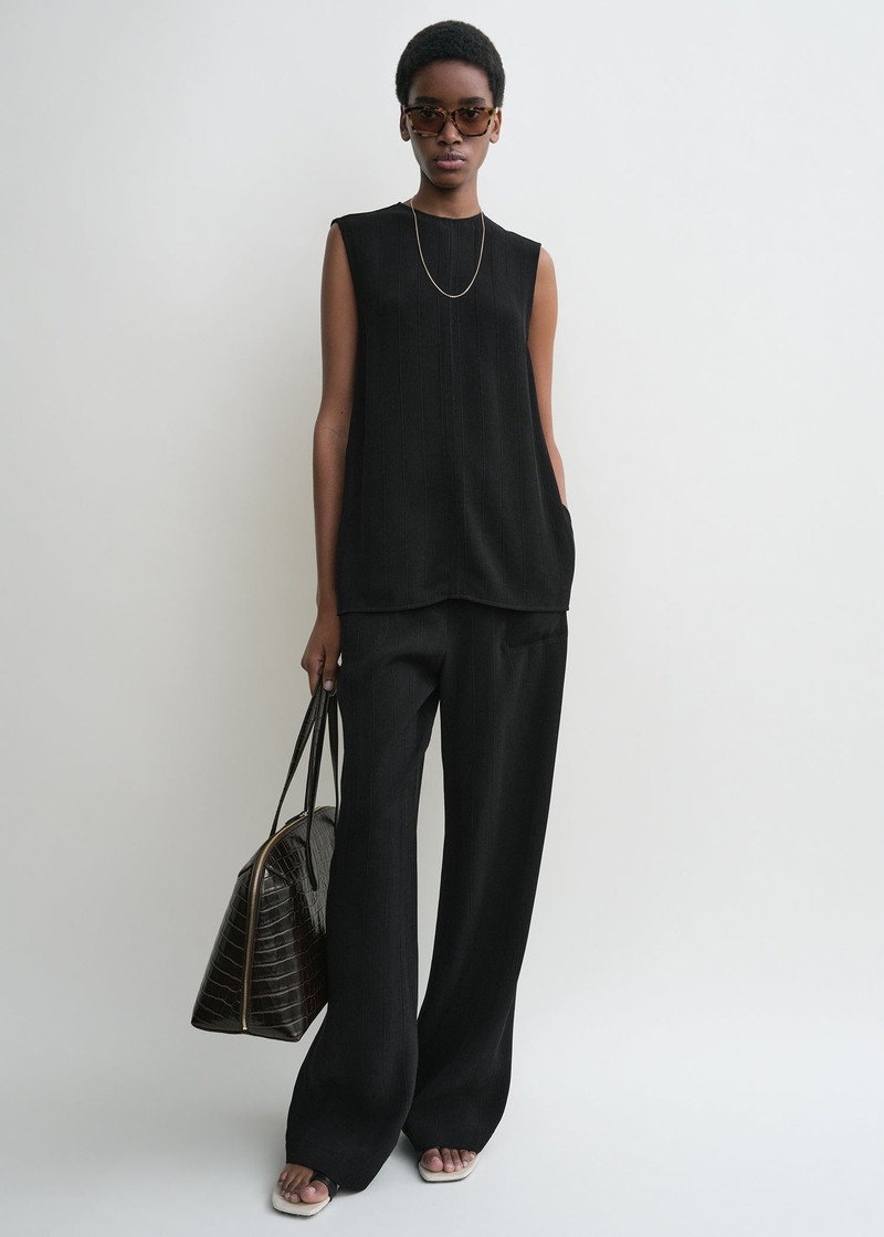 Totême Woven stripe top black outlook
