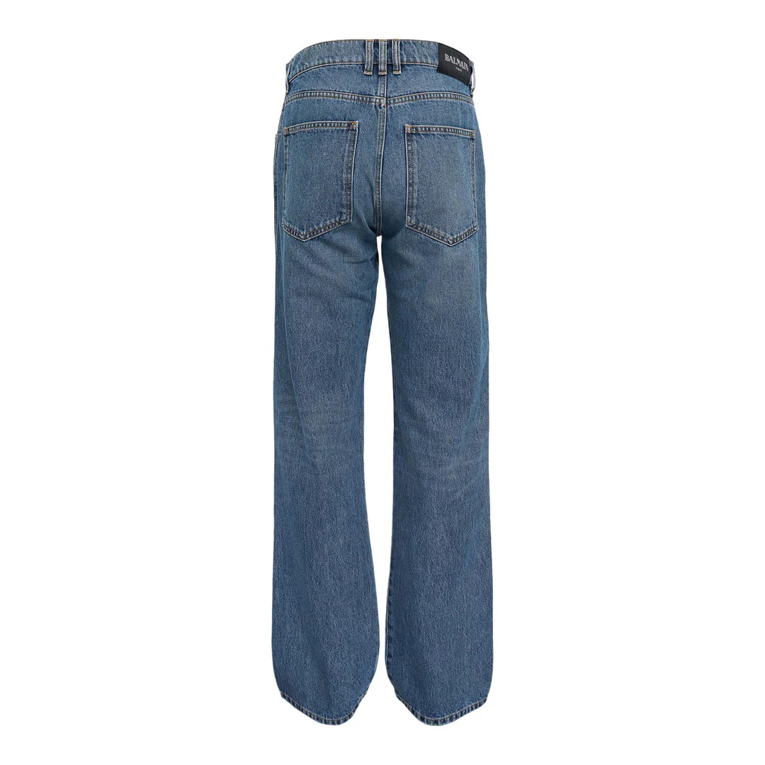 Loose Denim Pants Blue Wash - 2