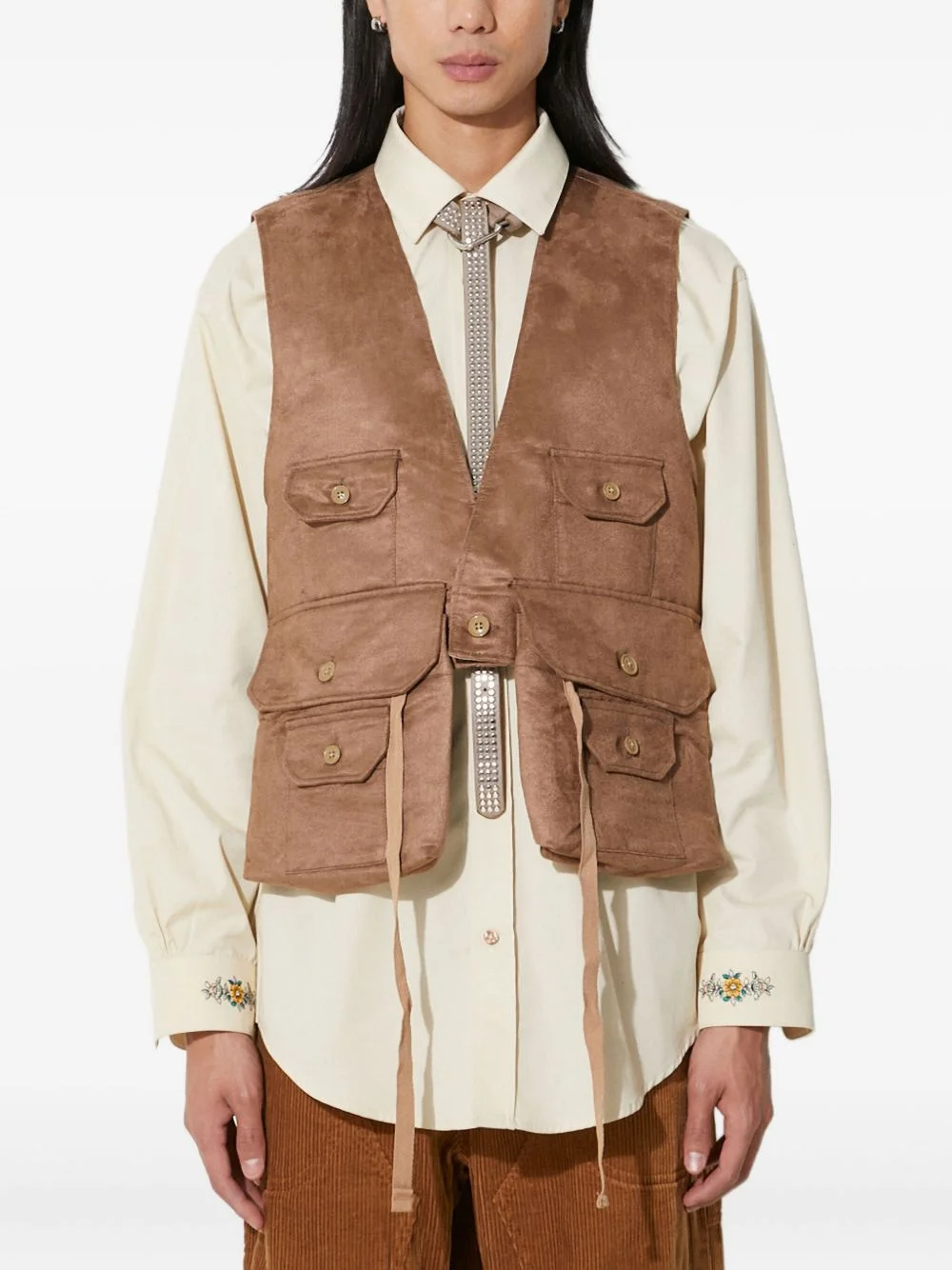buttoned multi-pocket gilet - 1