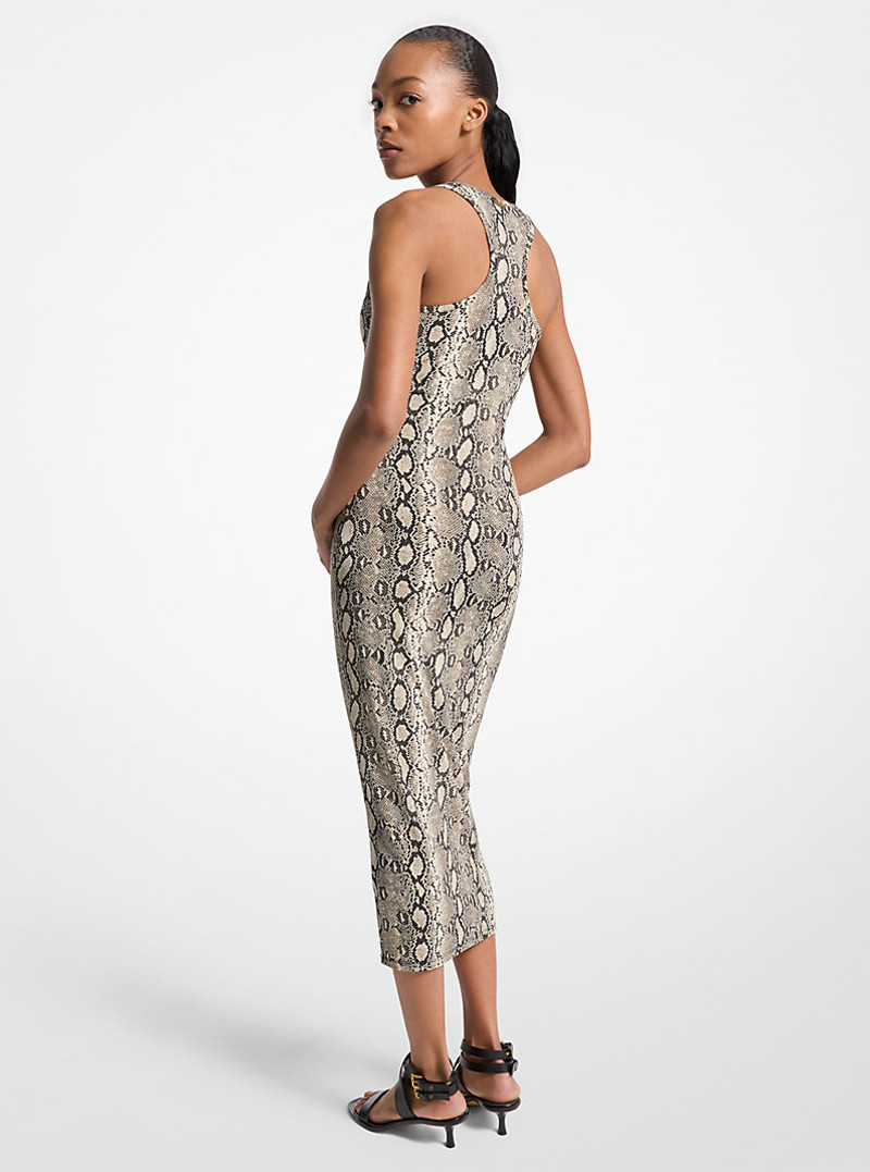 MICHAEL KORS Snake Print Stretch Jersey Racerback Dress outlook
