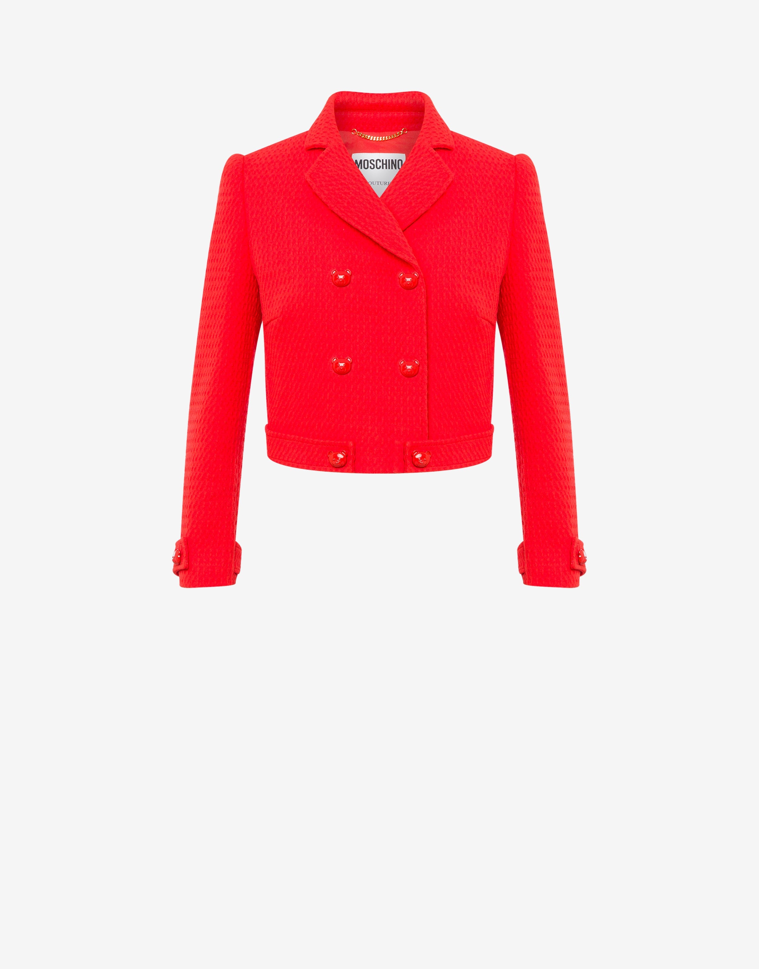 CROPPED TEDDY BUTTONS COTTON JACKET - 1