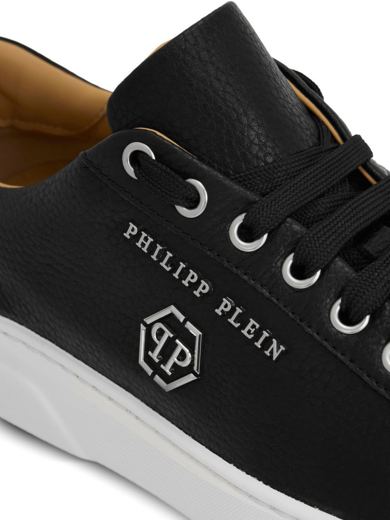 hexagon-logo leather sneakers 5