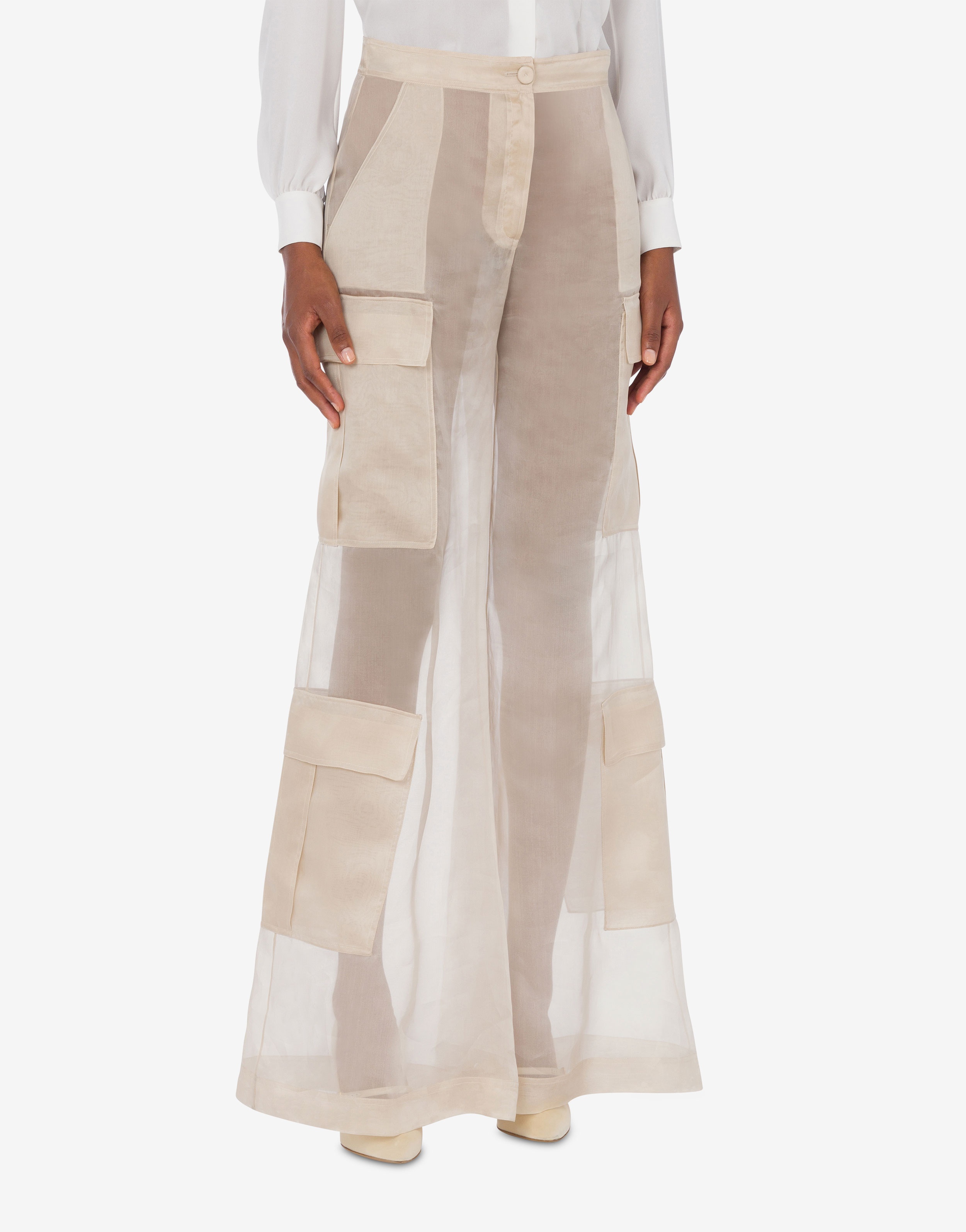 SILK ORGANZA PALAZZO TROUSERS - 2