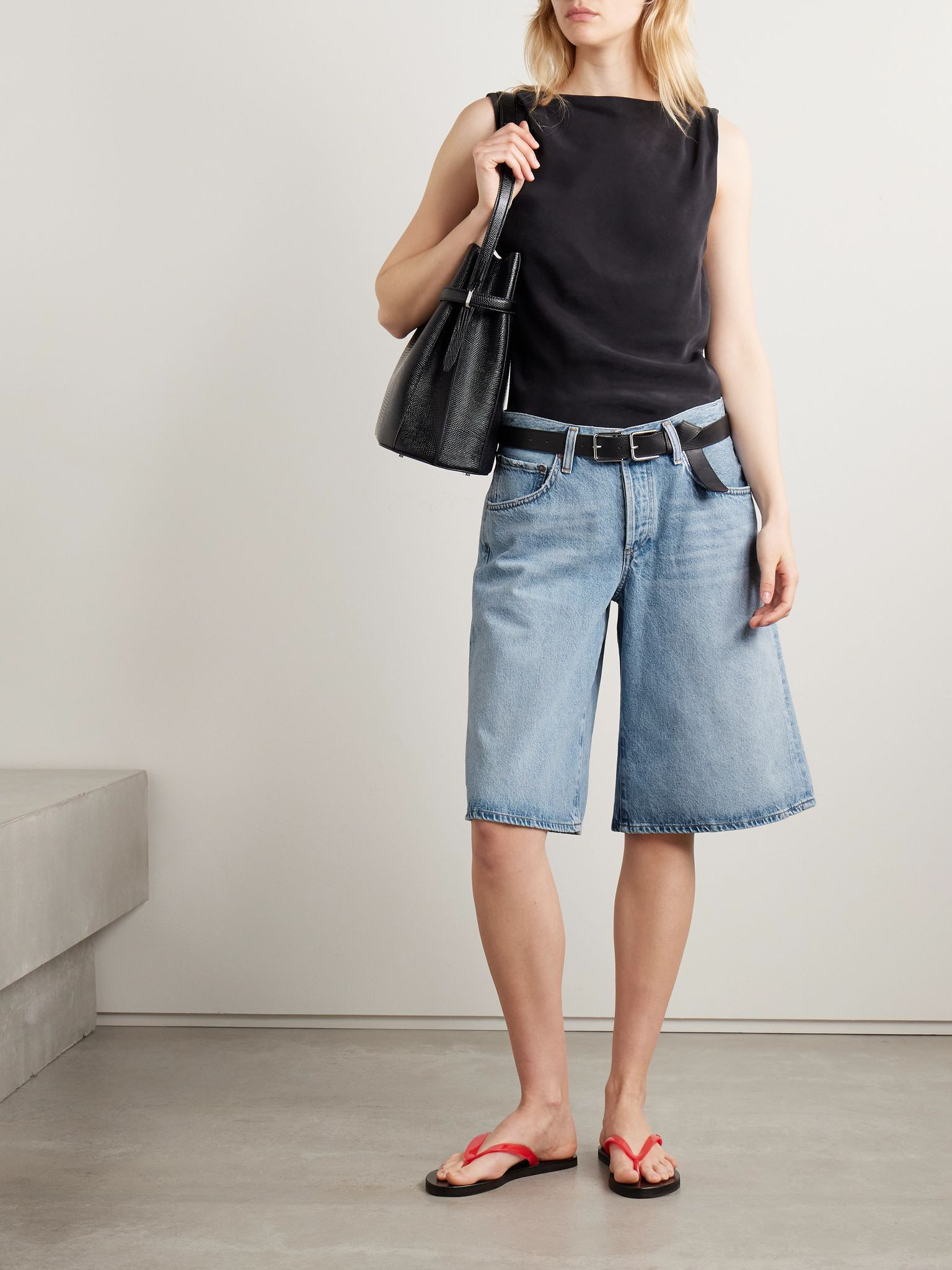 Baggy V-Waist denim shorts Light denim - 2