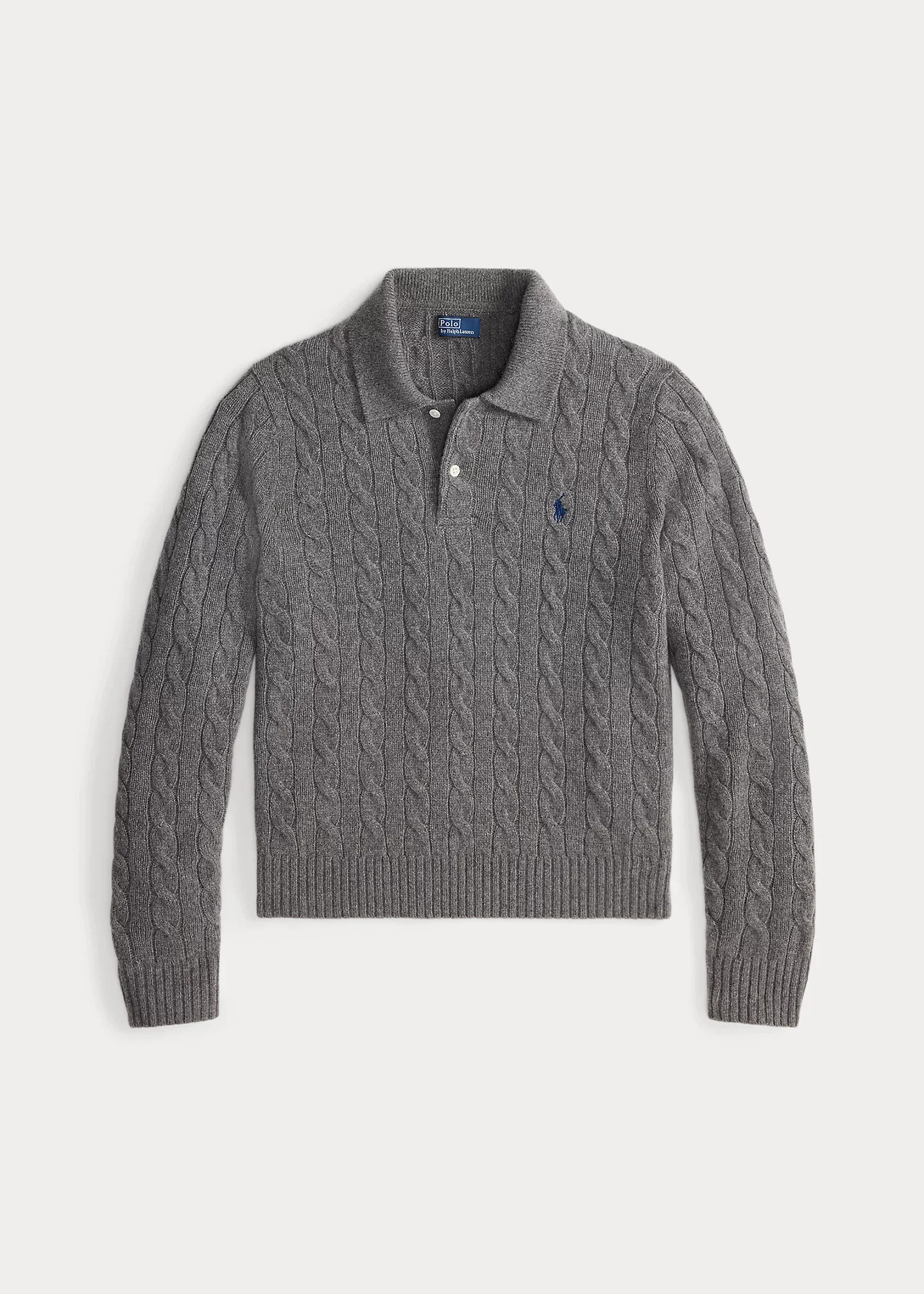 Cable-Knit Wool-Cashmere Polo Sweater - 1